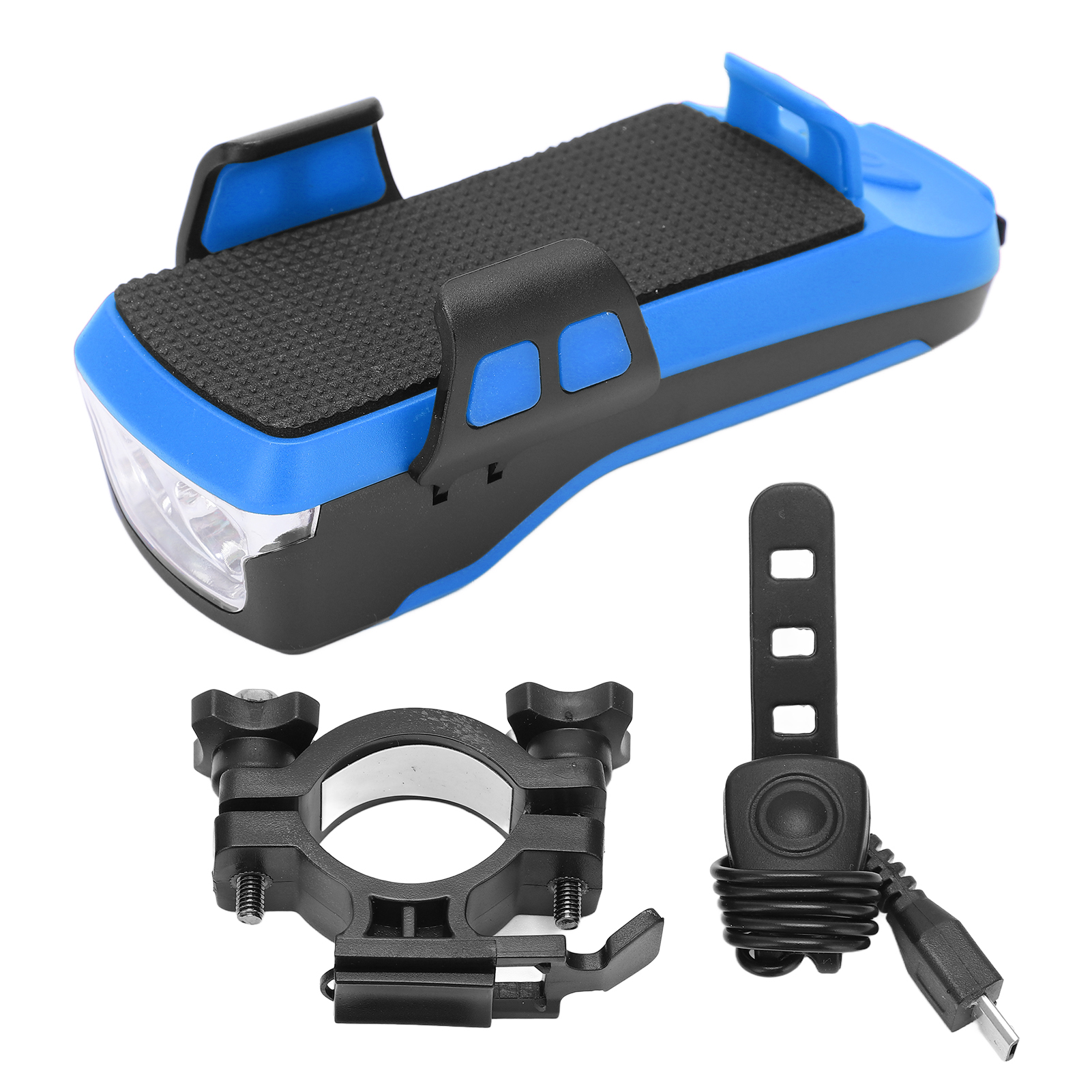 Usb-wiederaufladbare Multifunktions-fahrradlampe, Tragbare Fahrradsignalleuchte Mit Handyhalterung, Blau