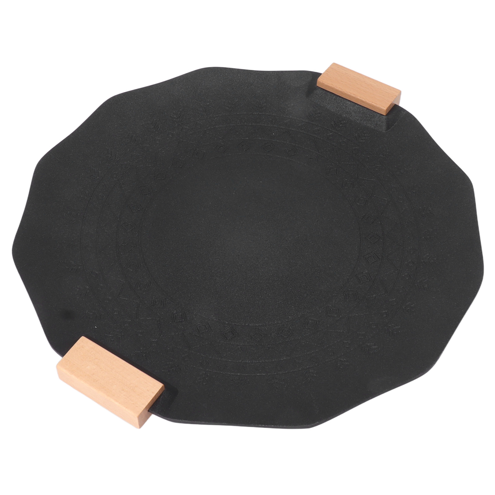 35 Cm Große, Antihaftbeschichtete, Rauchfreie, Tragbare Grillplatte Mit Geometrischem, Schwarzem Griff