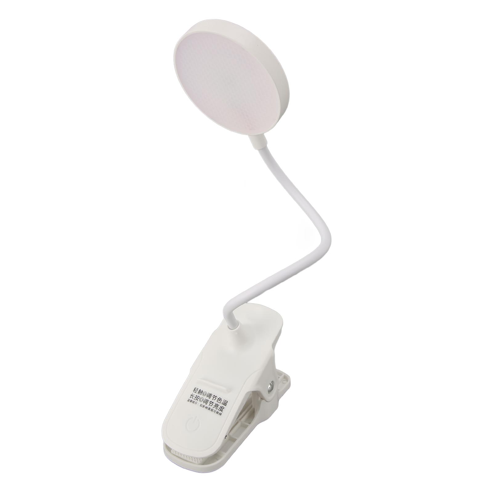 Flexible Led-schreibtischlampe, Verstellbarer Schwanenhals, 3 Helligkeitsstufen, Wiederaufladbarer Clip Für Studentenwohnheim, Arbeitszimmer, Büro