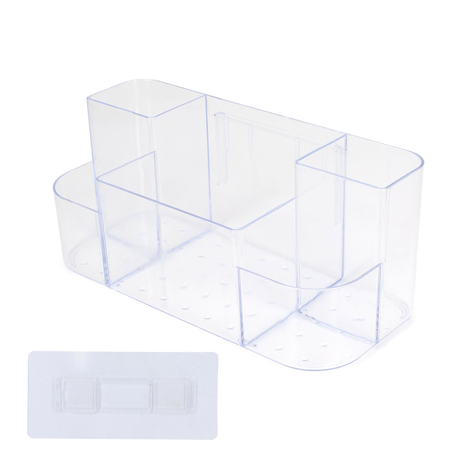 Transparente, Unterteilte Aufbewahrungsbox, Die Ohne Bohren An Der Wand Oder Am Schreibtisch Montiert Werden Kann, Für Büro, Zuhause, Badezimmer, Transparent Weiß