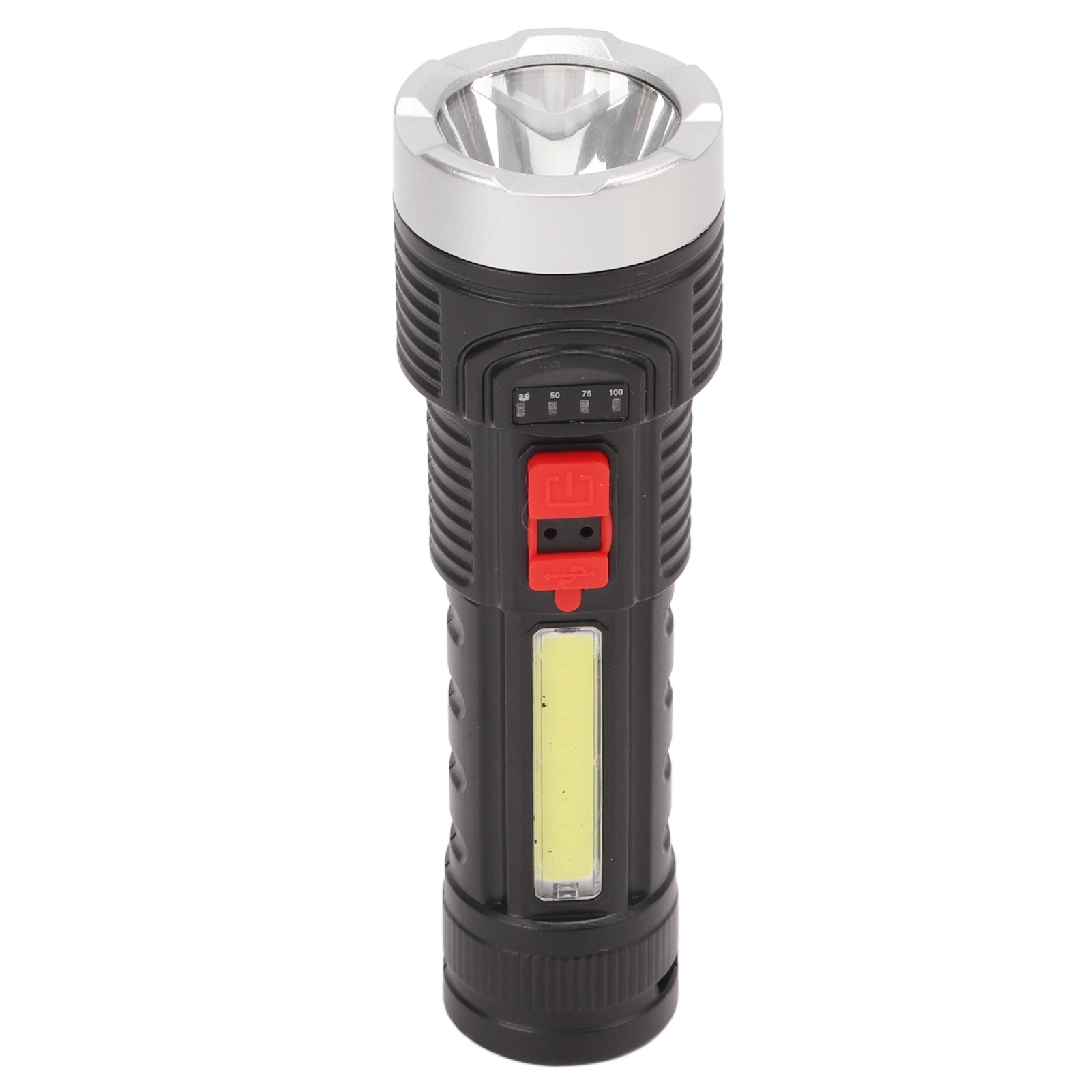 500lm Wiederaufladbare Usb-taschenlampe, Wasserdicht, Mit Cob-led, Tragbar, Für Camping, Wandern Und Angeln Im Freien.