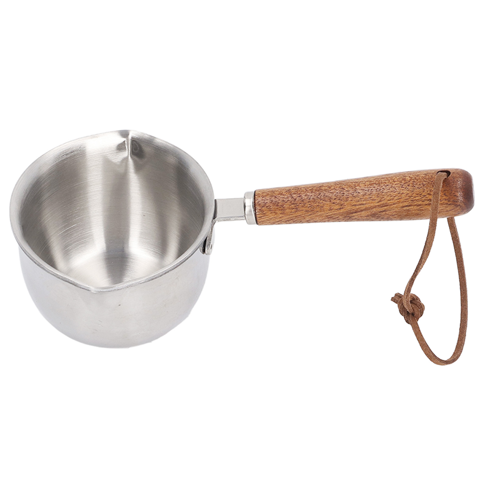 Butterwärmer Aus Edelstahl, Holzgriff, 3-lagig Vielseitiger 200-ml-gusseisentopf Für Milch, Öl Und Zum Kochen