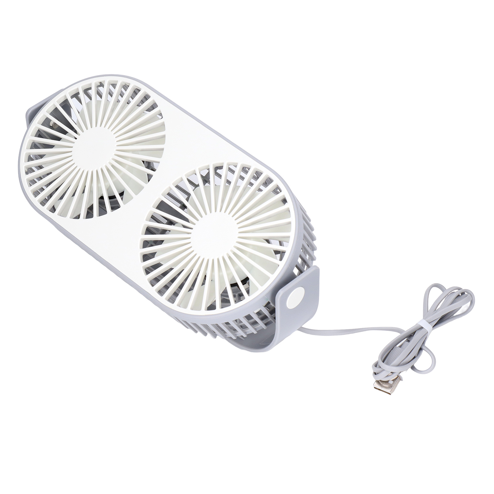 Wiederaufladbarer, Um 360° Drehbarer Doppelkopfventilator Mit Usb-anschluss, Leiser Betrieb, Stilvolles Gitterdesign, Mini-tischventilator Für Studentenwohnheime Und Wohnungen