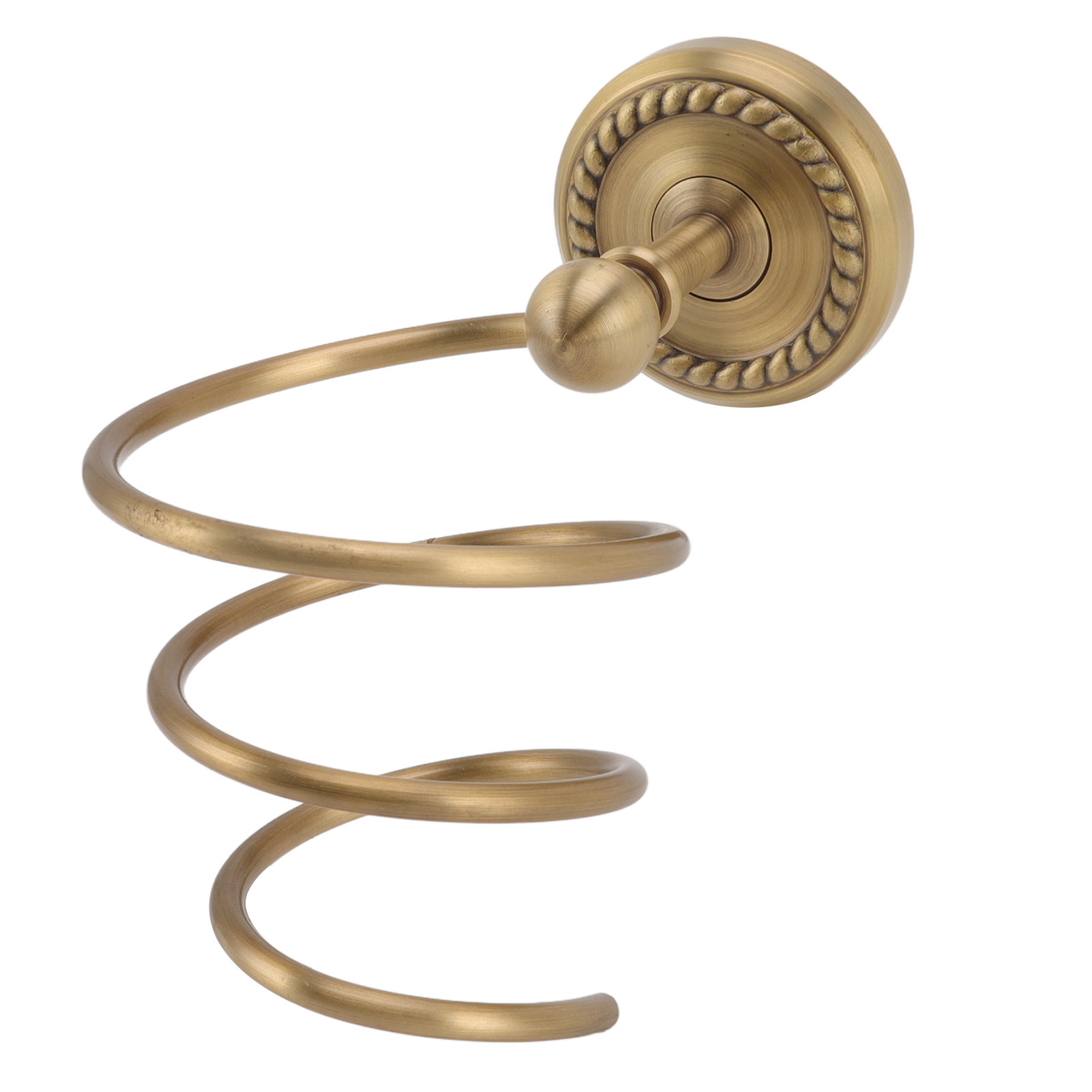 Antiker, Wandmontierter Haartrocknerhalter Aus Messing Mit Bronze-finish, Halterung Für Haarstyling-geräte, Spiralförmige Aufhängevorrichtung