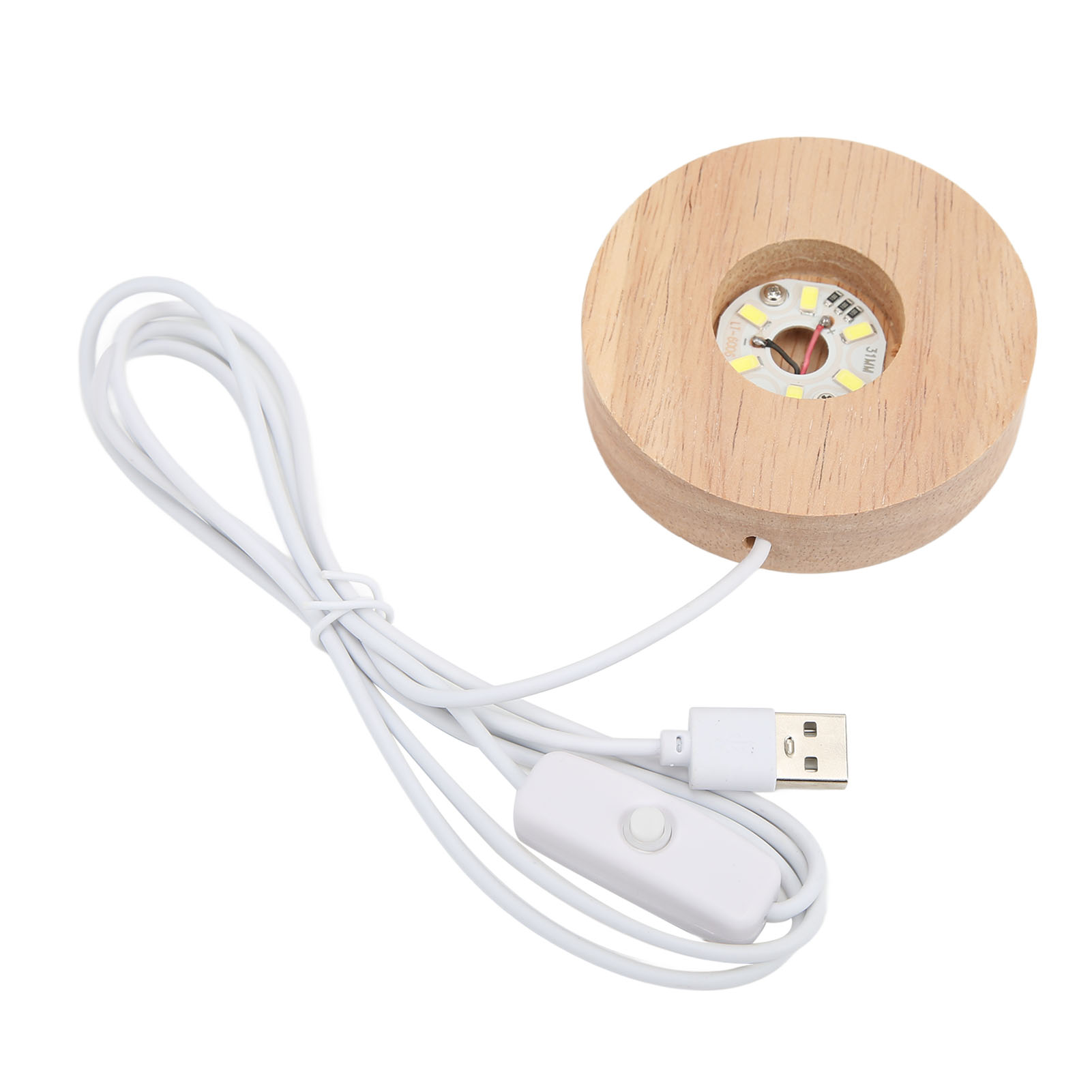 Runde Led-usb-leuchte Aus Eichenholz, 2 Cm Dick, Dekorative Leuchte Für Zuhause, 5 V, Weiß