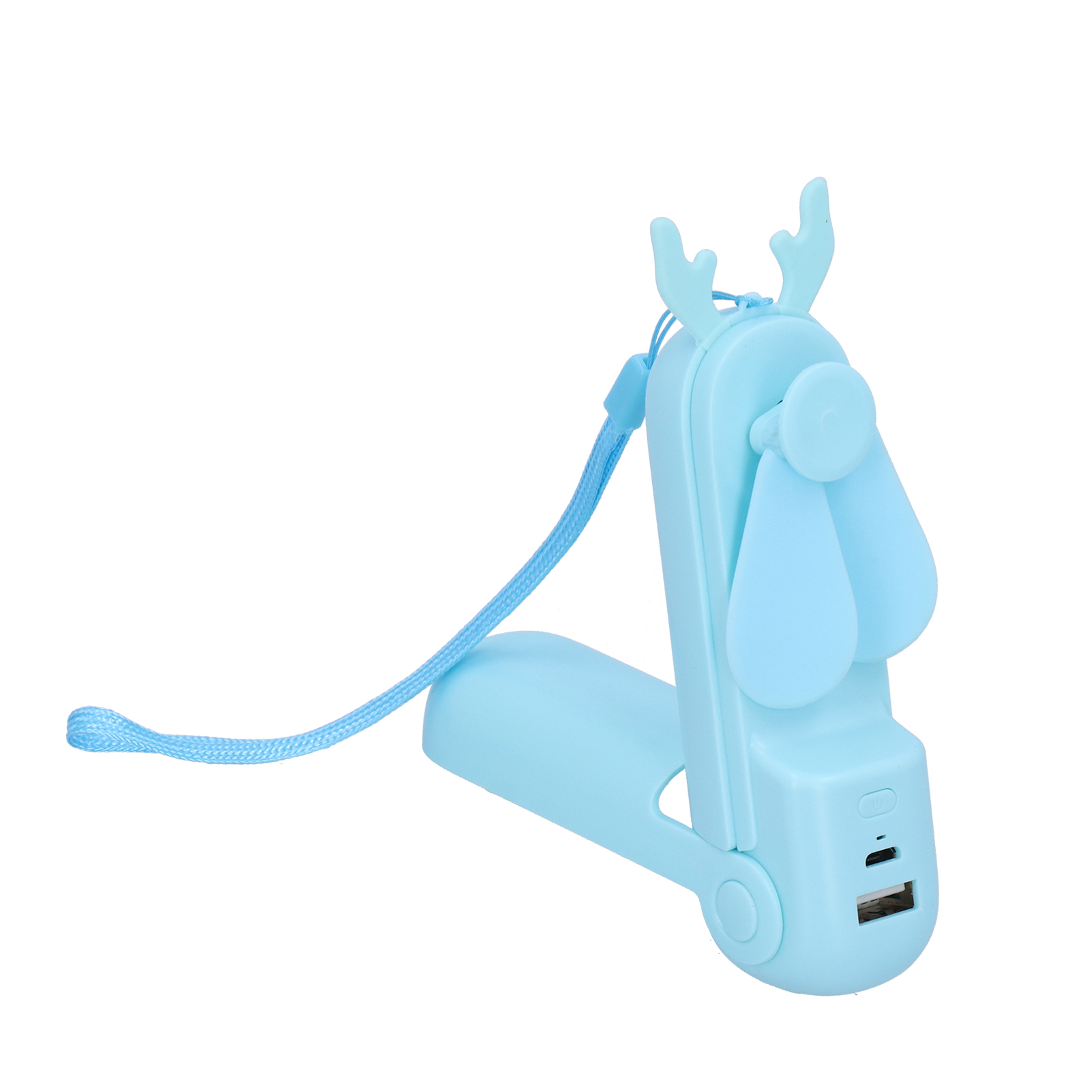 Tragbarer, Wiederaufladbarer, Faltbarer Mini-ventilator Mit Blauer Nottaschenlampe