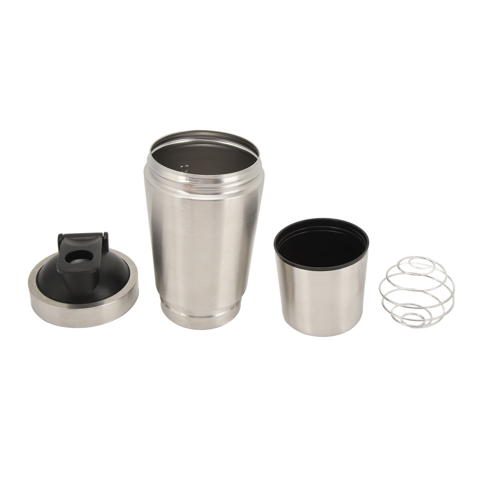 Protein-shaker Aus Edelstahl Mit Integrierter Waage, Tragbarer Becher Mit Metall-schneebesen Zum Anrühren Von Pre-workout-mixgetränken, Silberfarben, 600 Ml