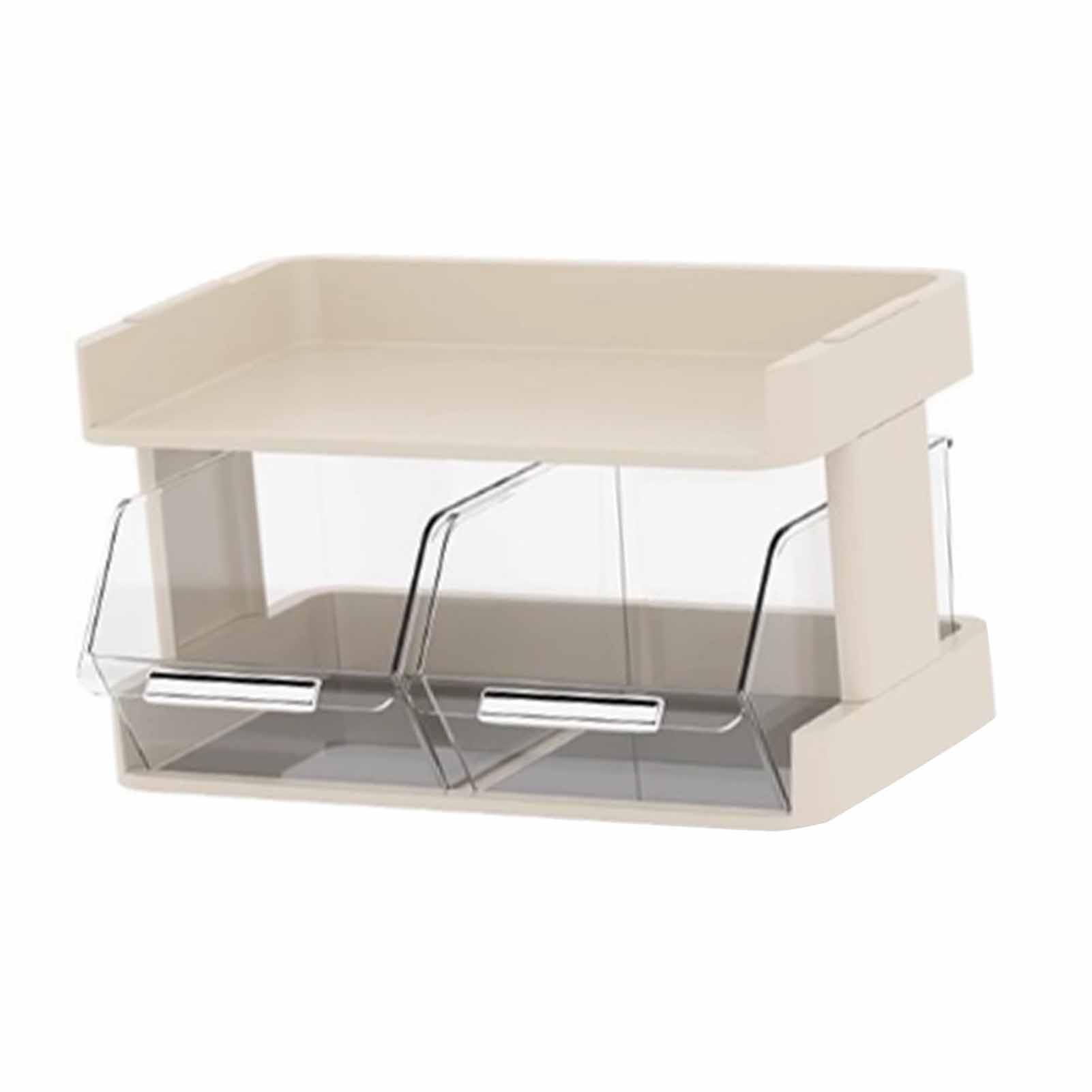 Aufbewahrungsbox Für Teebeutel, Büro, Bar, Mehrstöckiges Kaffeekapsel-regal, Cremeweißer Organizer Für Die Arbeitsplatte, 2 Etagen, 30 X 17 X 16,5 Cm