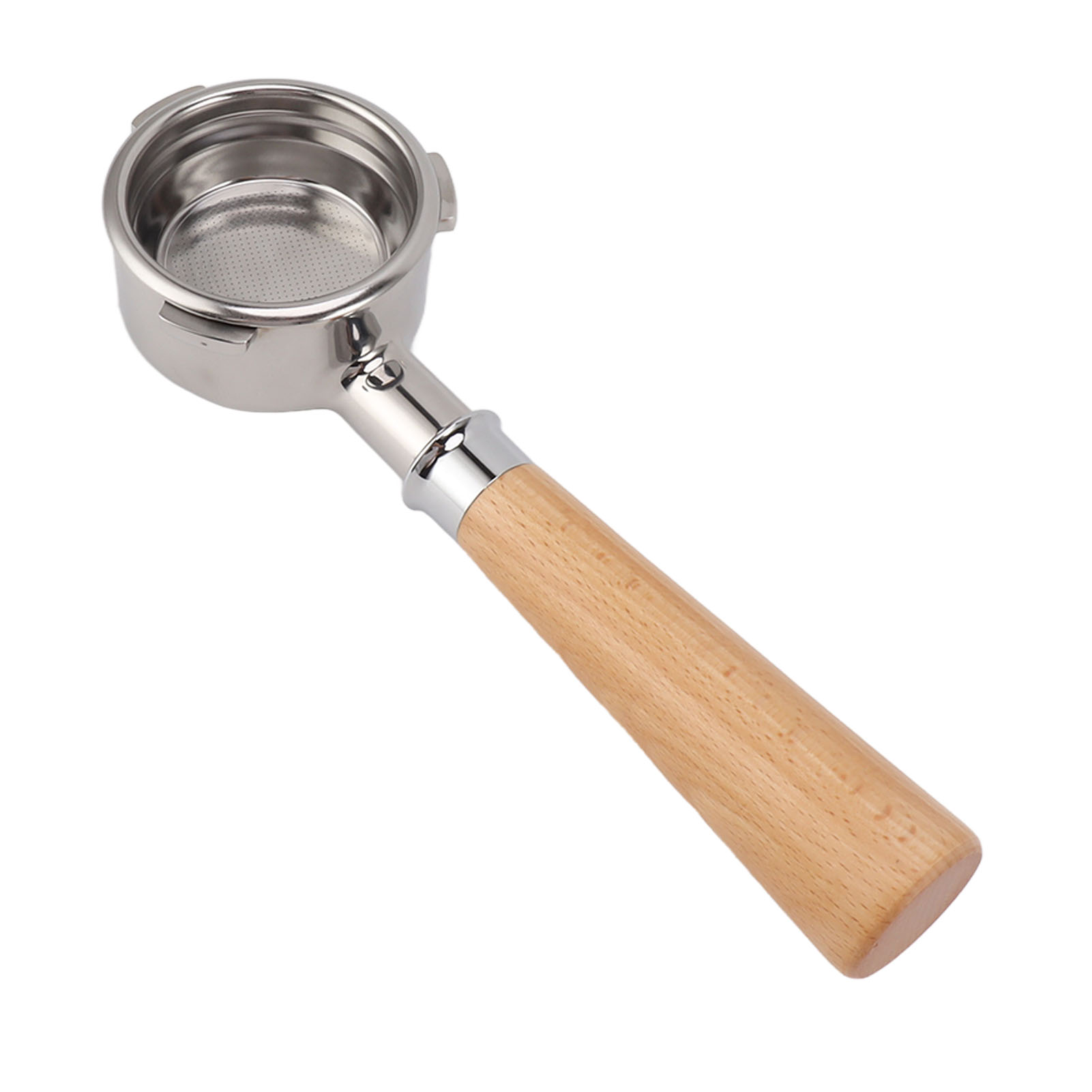 58-mm-filterhalter Aus Edelstahl Mit Drei Ohren Und Bodenlosem Griff Aus Buchenholz Für Barsetto Style A2 Kaffeemaschine