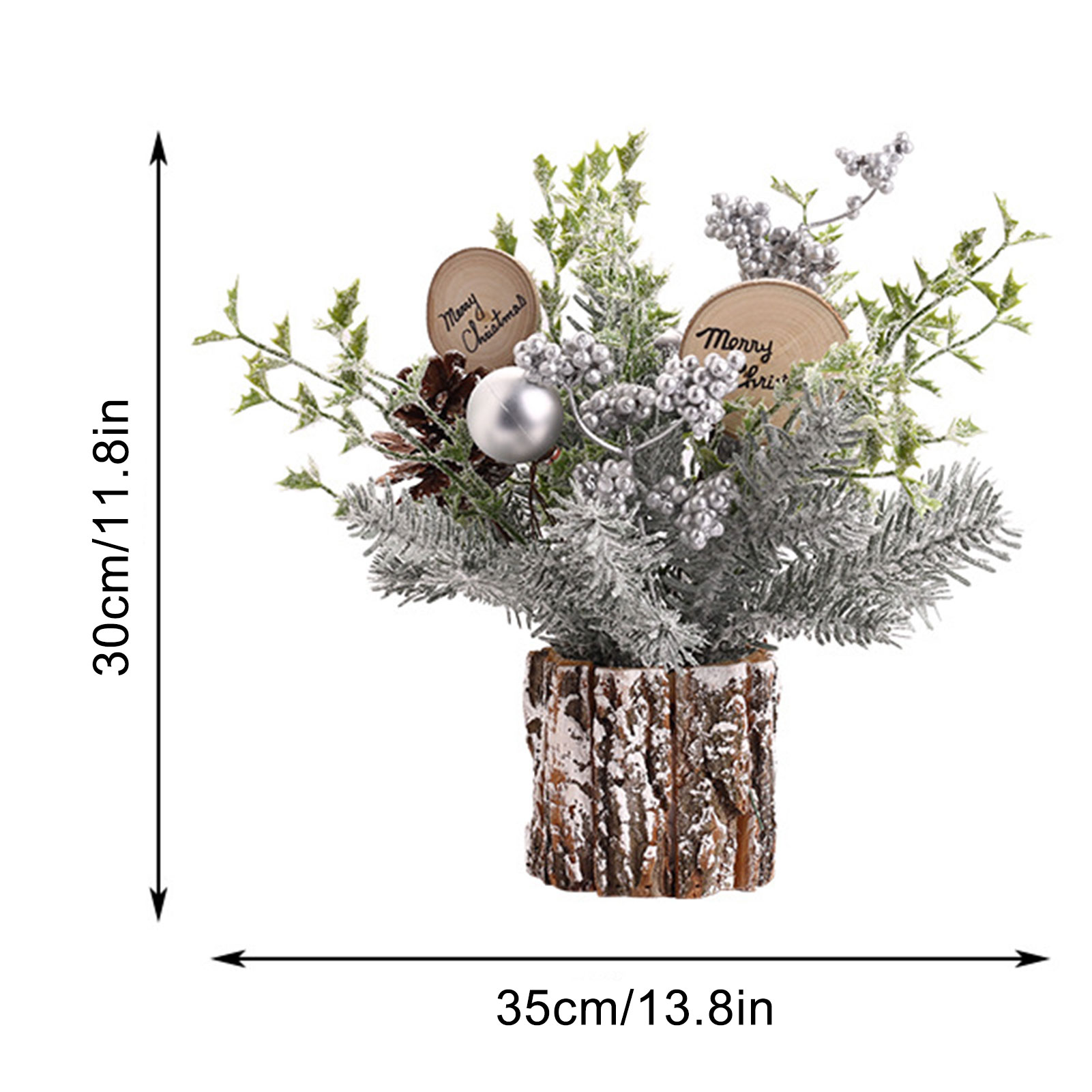 Mini-weihnachtsbaum, 35 Cm, Mit Beflocktem Tannenzapfen, Künstlicher Baum Für Büro- Und Heimdekoration