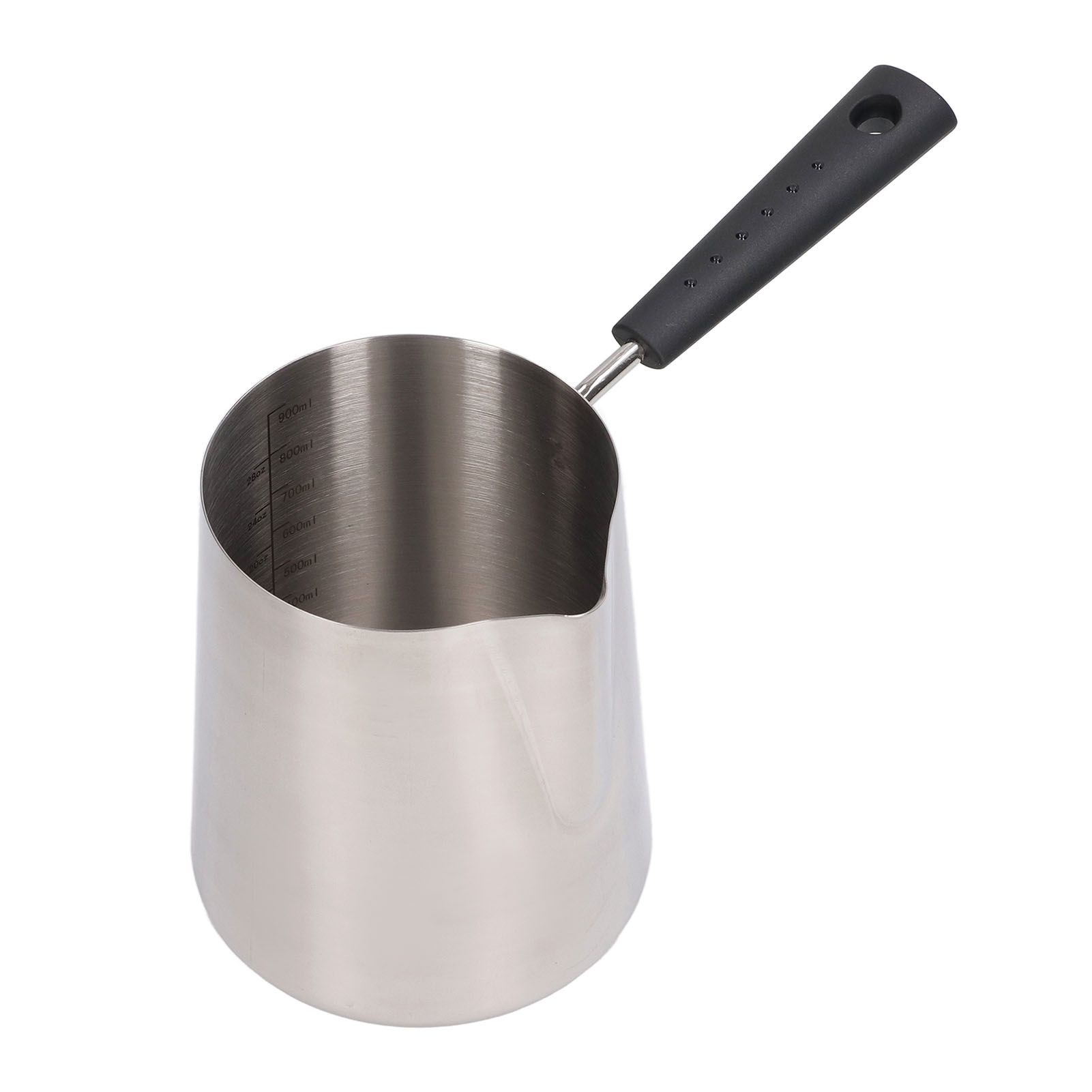 900-ml-milchkännchen Aus Edelstahl (201), Langer Griff, Leicht Zu Reinigen, Glänzende Oberfläche, Skala, Kaffeekännchen Für Die Diy-küche