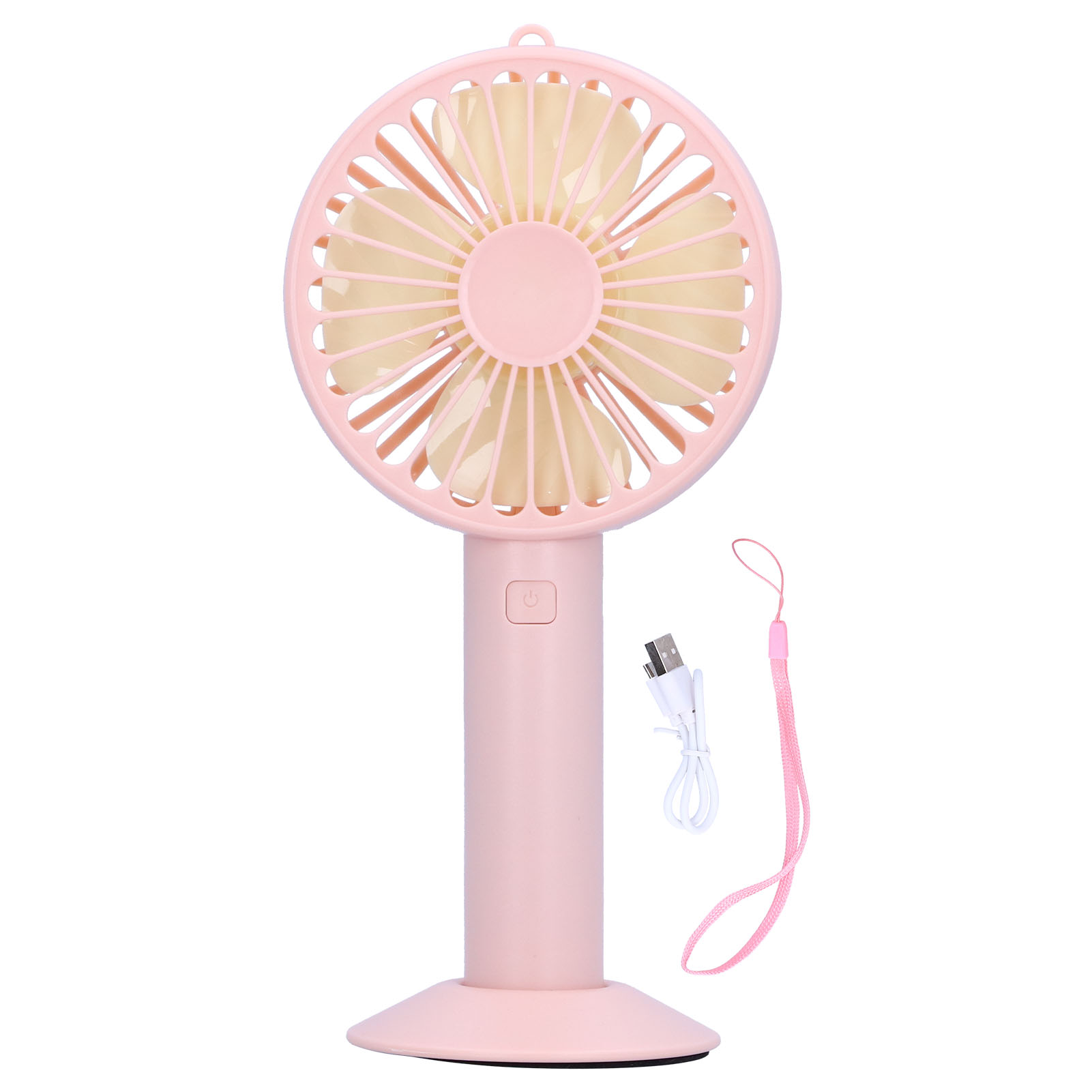 Mini-ventilator Mit 4 Flügeln, 3 Geschwindigkeitsstufen, Usb-aufladbar, Kühlfunktion Mit Standfuß, Pink