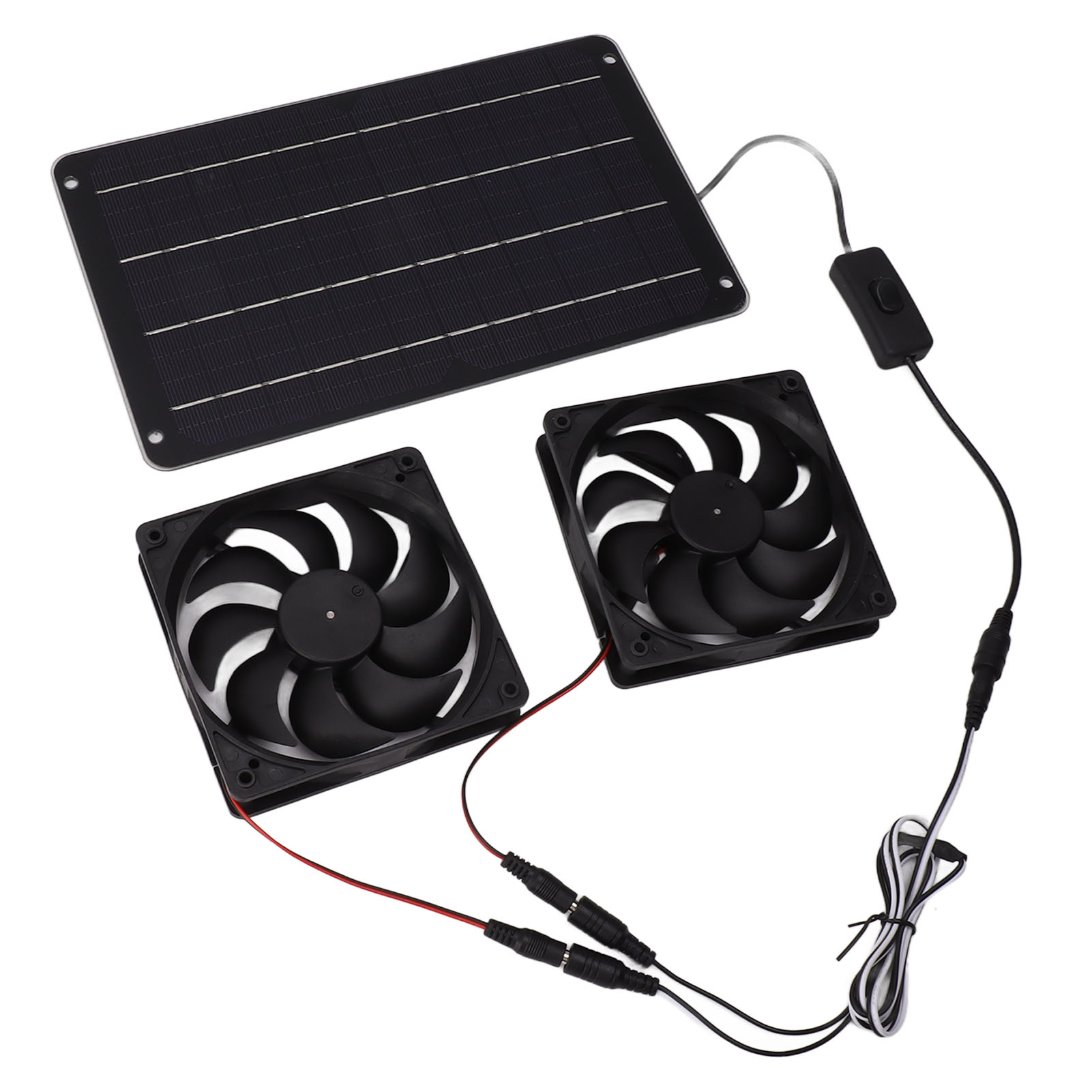 20-w-solarpanel-doppellüfter-set (12 V) Mit Schalter Für Wohnmobil, Gewächshaus Und Haustierhaus