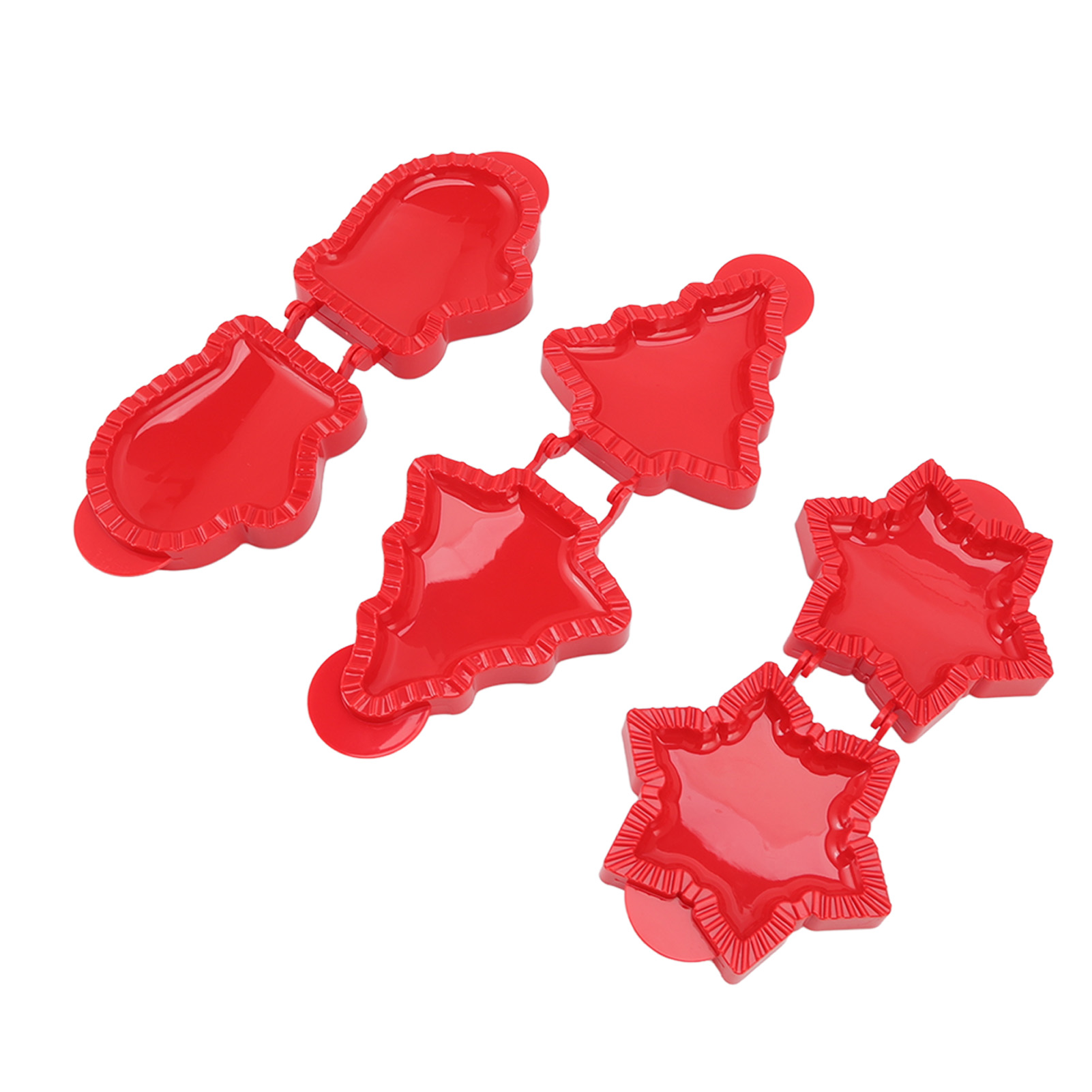 Set Mit 3 Törtchenformen In Form Von Weihnachtsbaum, Stern Und Handschuh – Handbetriebene Teigpresse, Weihnachtsgebäckausstecher
