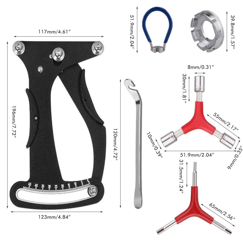8-teiliges Speichenspannungs-messset Für Fahrräder, Kalibrierwerkzeug Aus Aluminiumlegierung, Felgen-einstellset Für Mountainbikes