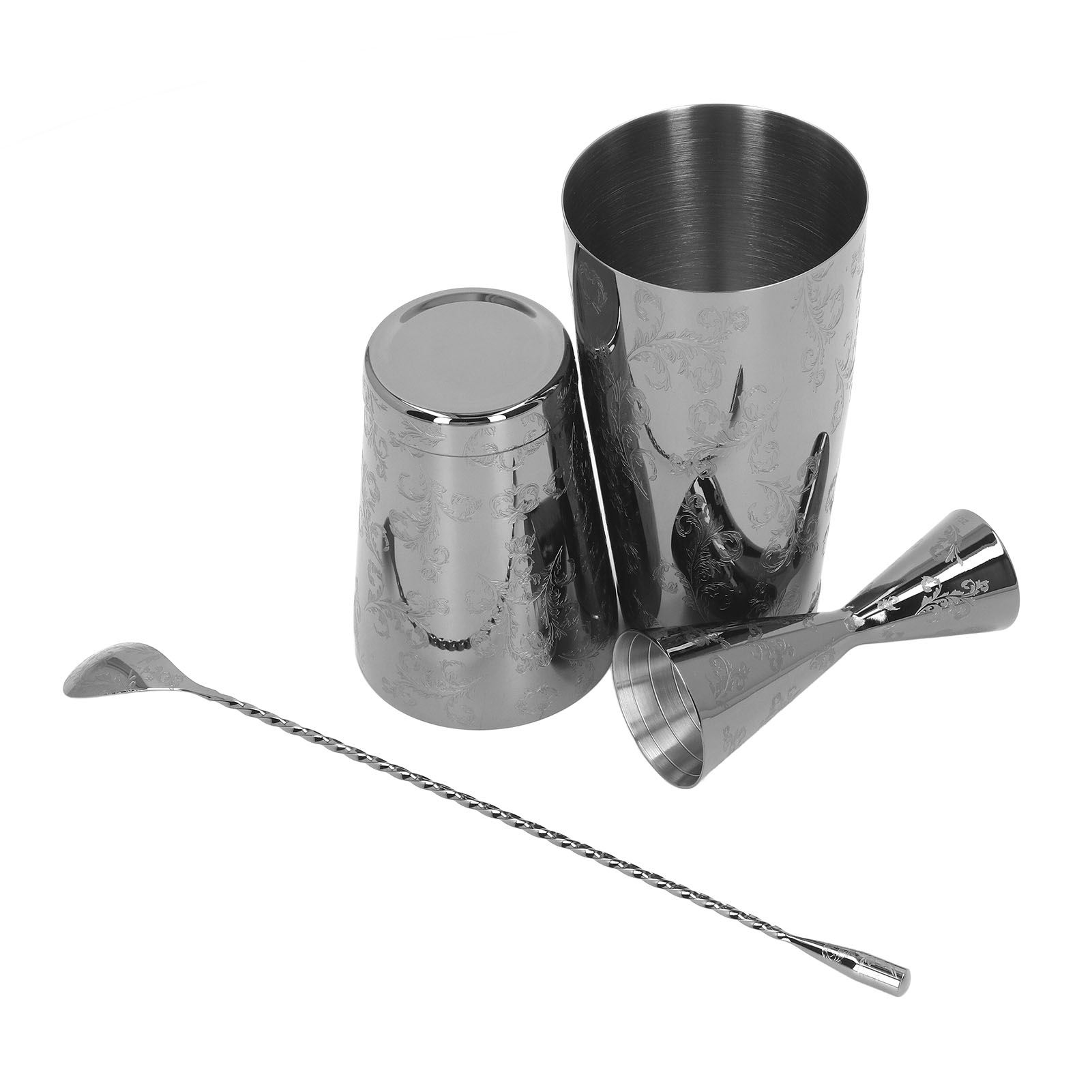 Boston Multifunktions-cocktailshaker Aus Edelstahl 304, Vintage-print, Set Mit Sieb, 2er-set