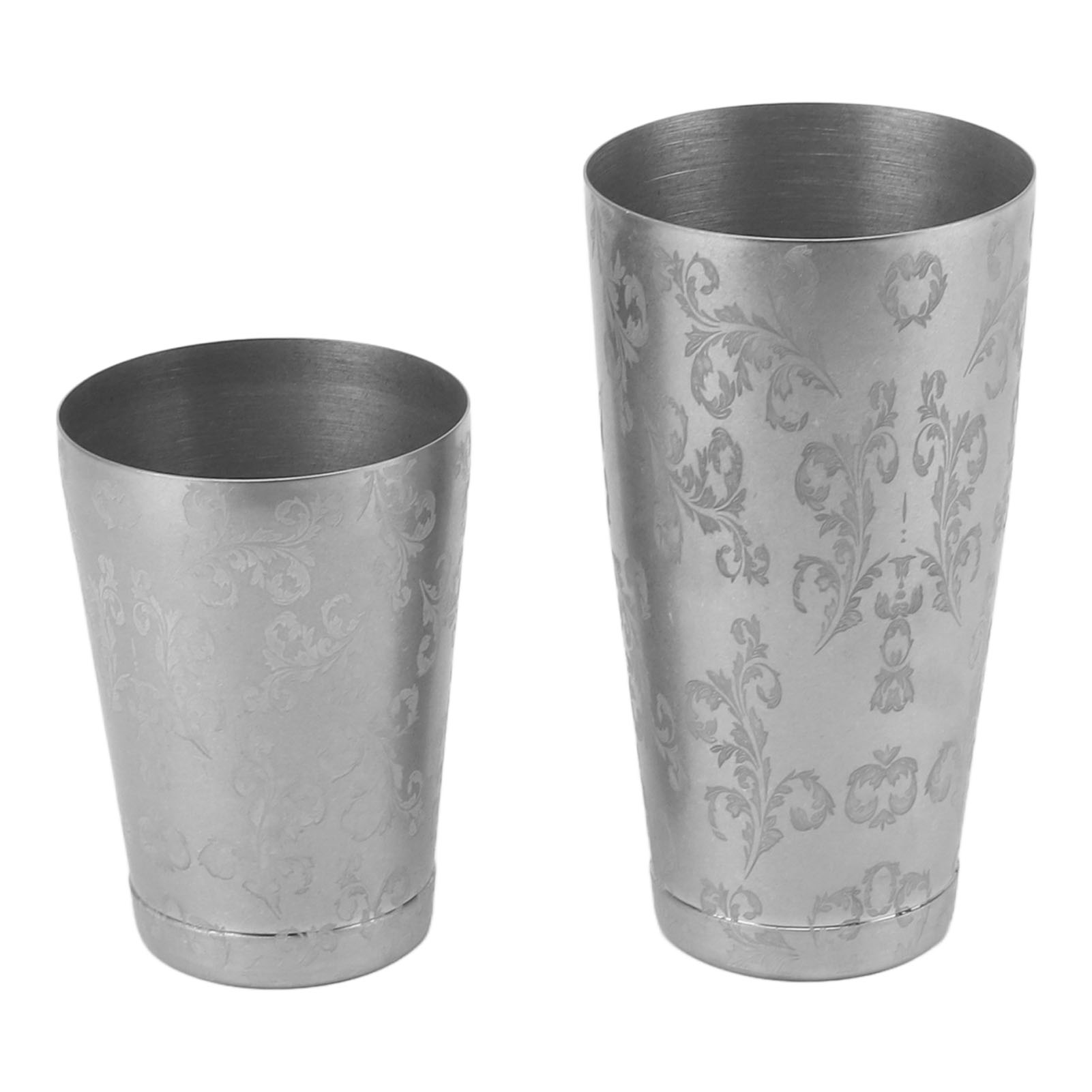 Cocktailshaker-set Aus Edelstahl, Barkeeper-set, Boston-shaker-behälter, Mixgetränke Für Die Hausbar, Hintergrund Mit Blatt- Und Linienmuster