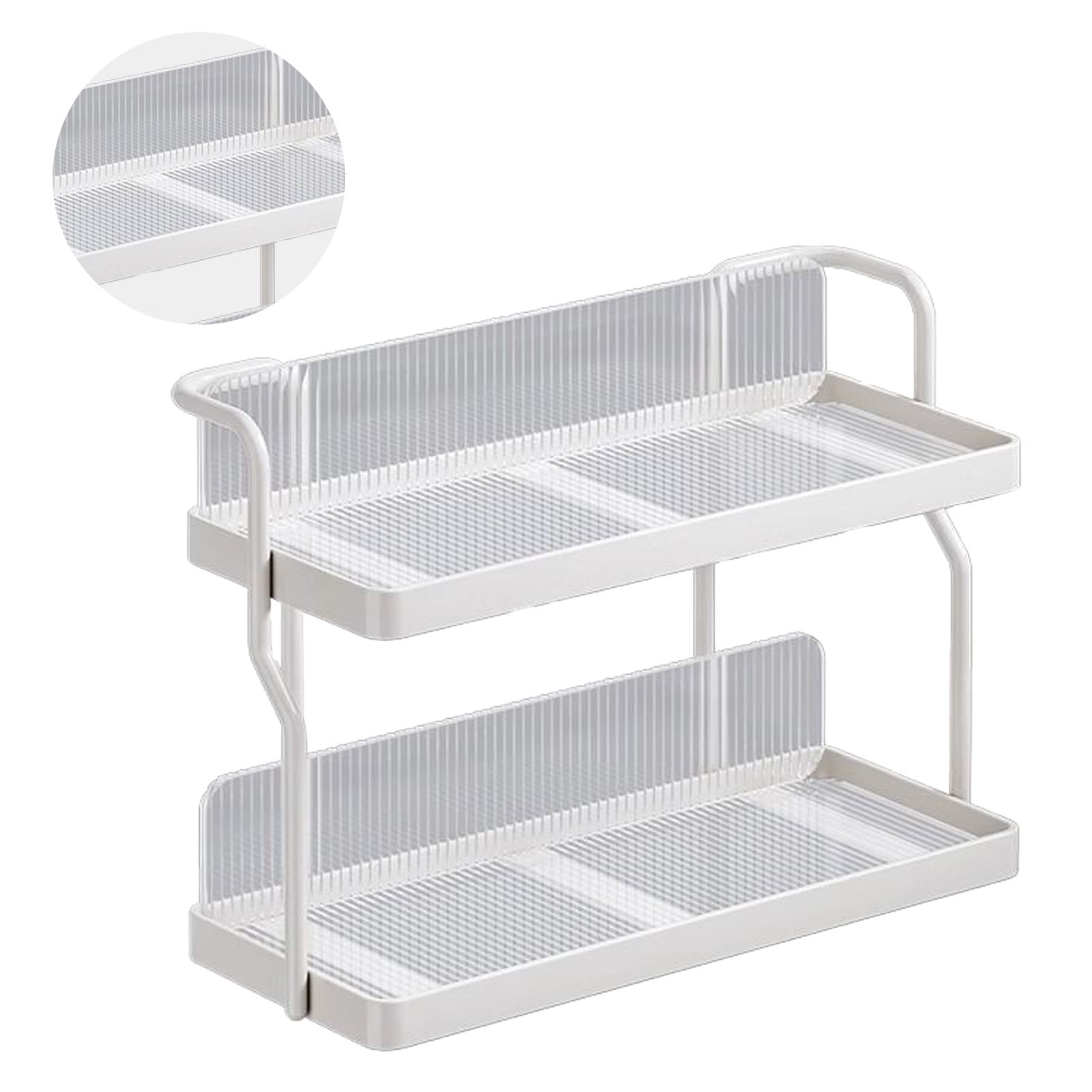 Küchenarbeitsplatten-organizer Mit 2 Ablagen Aus Kohlenstoffstahl, Multifunktionales Gewürzregal Für Küche, Schlafzimmer, Badezimmer, Unterschrank, Cremeweiß