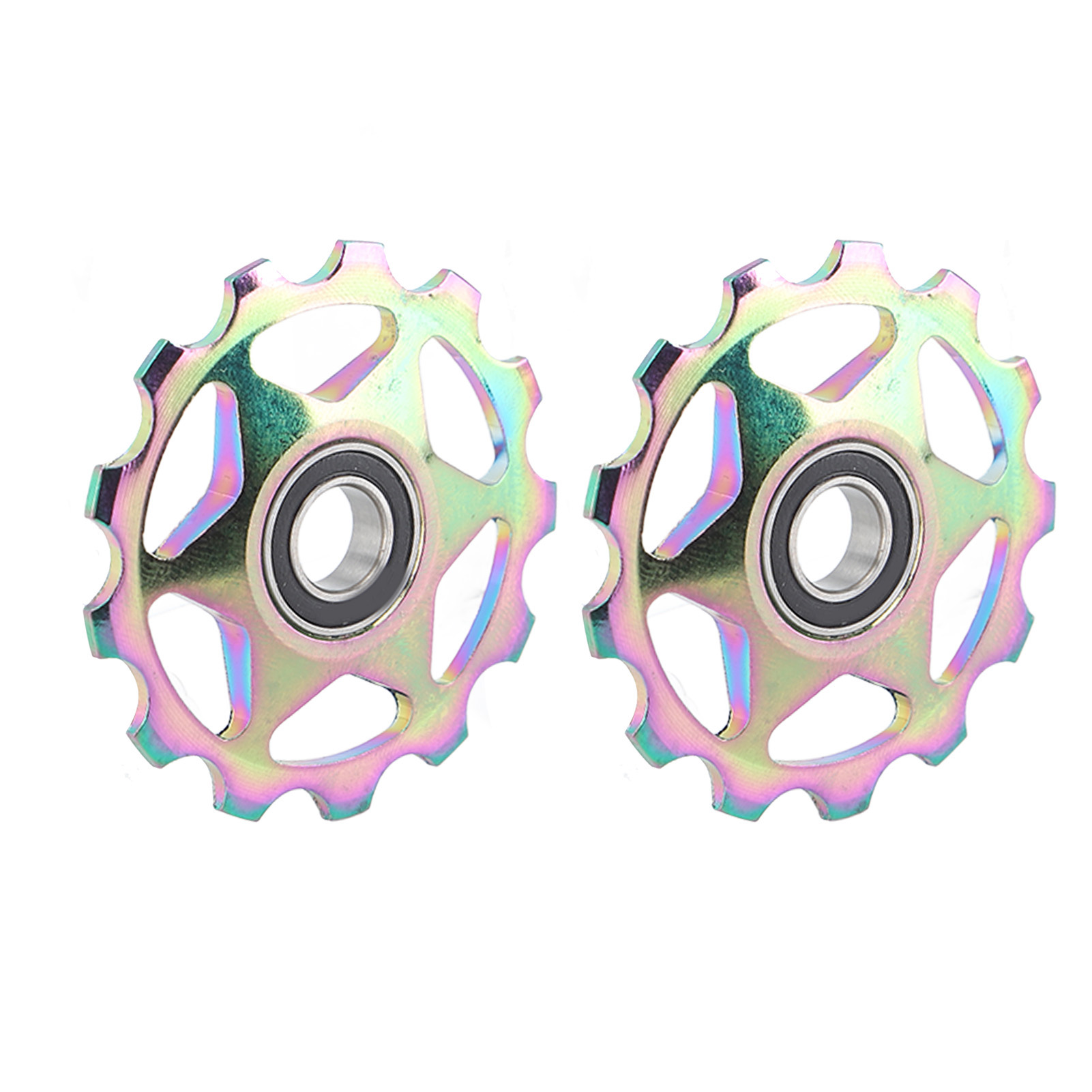 2-teilige 11-zahn-umlenkrolle Aus Aluminiumlegierung Für Schaltwerk, Regenbogenmuster, Fahrradteile