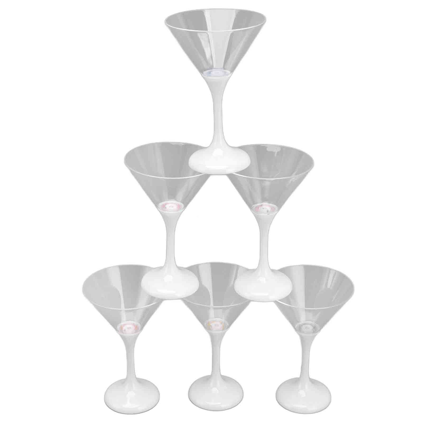 6-teiliges Set Aus 210-ml-led-blink-martini-gläsern Aus Kunststoff, Leuchtende Cocktailgläser Mit Stiel Für Partys Und Dekoration