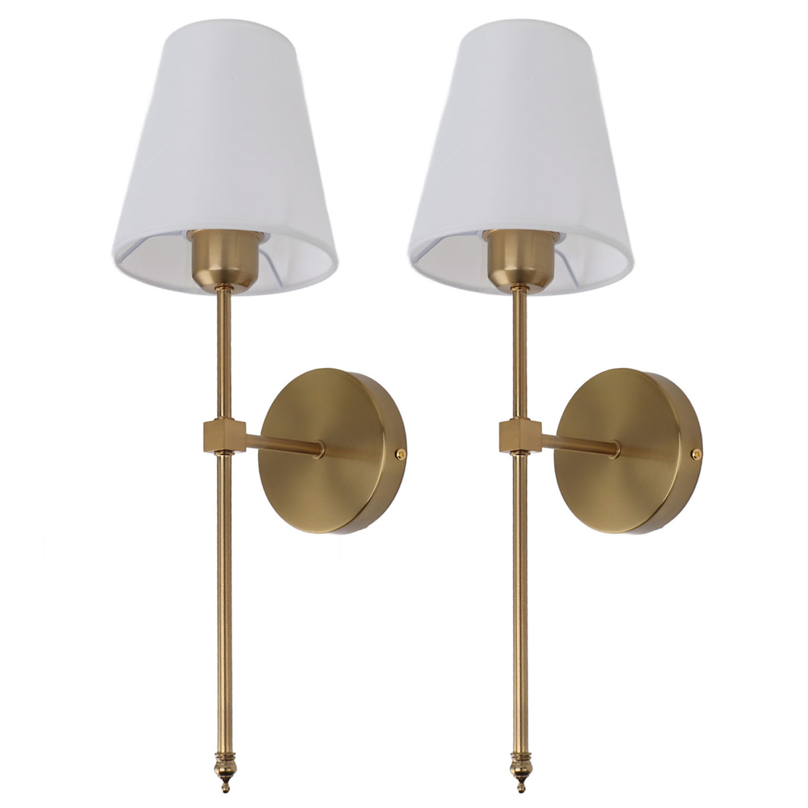 Set Mit 2 Wandleuchten, Badezimmerleuchten Mit Weißen Schirmen, E26/e27-fassungen, Goldene Wandleuchten, 85–265 V