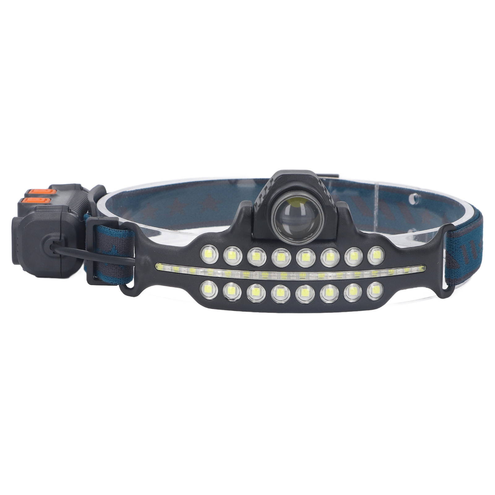 Wiederaufladbare Led-stirnlampe Mit Usb-c-anschluss, Bewegungserkennung, Roter Kontrollleuchte Und Verstellbarer Höhe – Ideal Für Arbeit Und Camping.