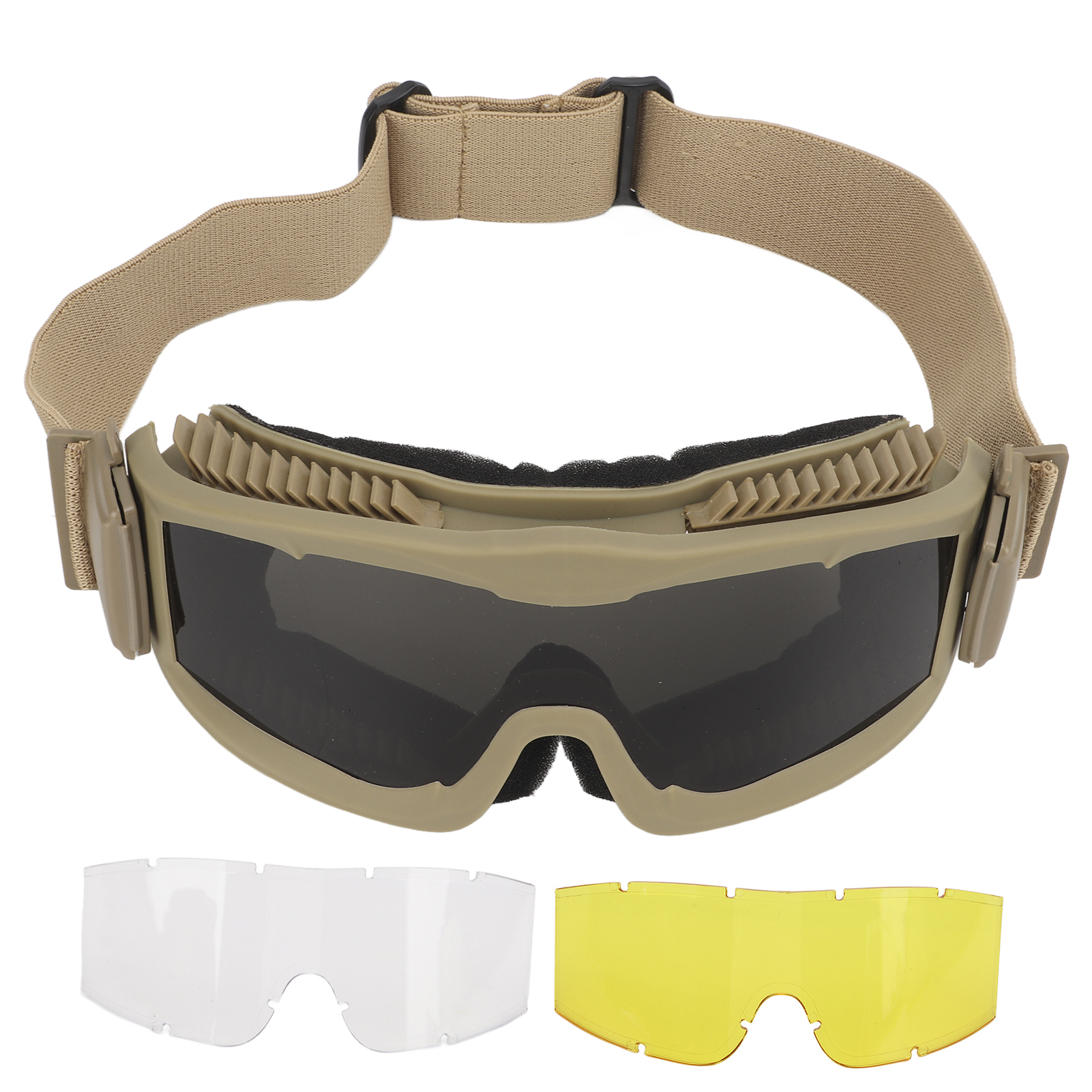 Bruchsichere Outdoor-schutzbrille Mit Wechselgläsern, Khaki, Für Jagd Und Klettern