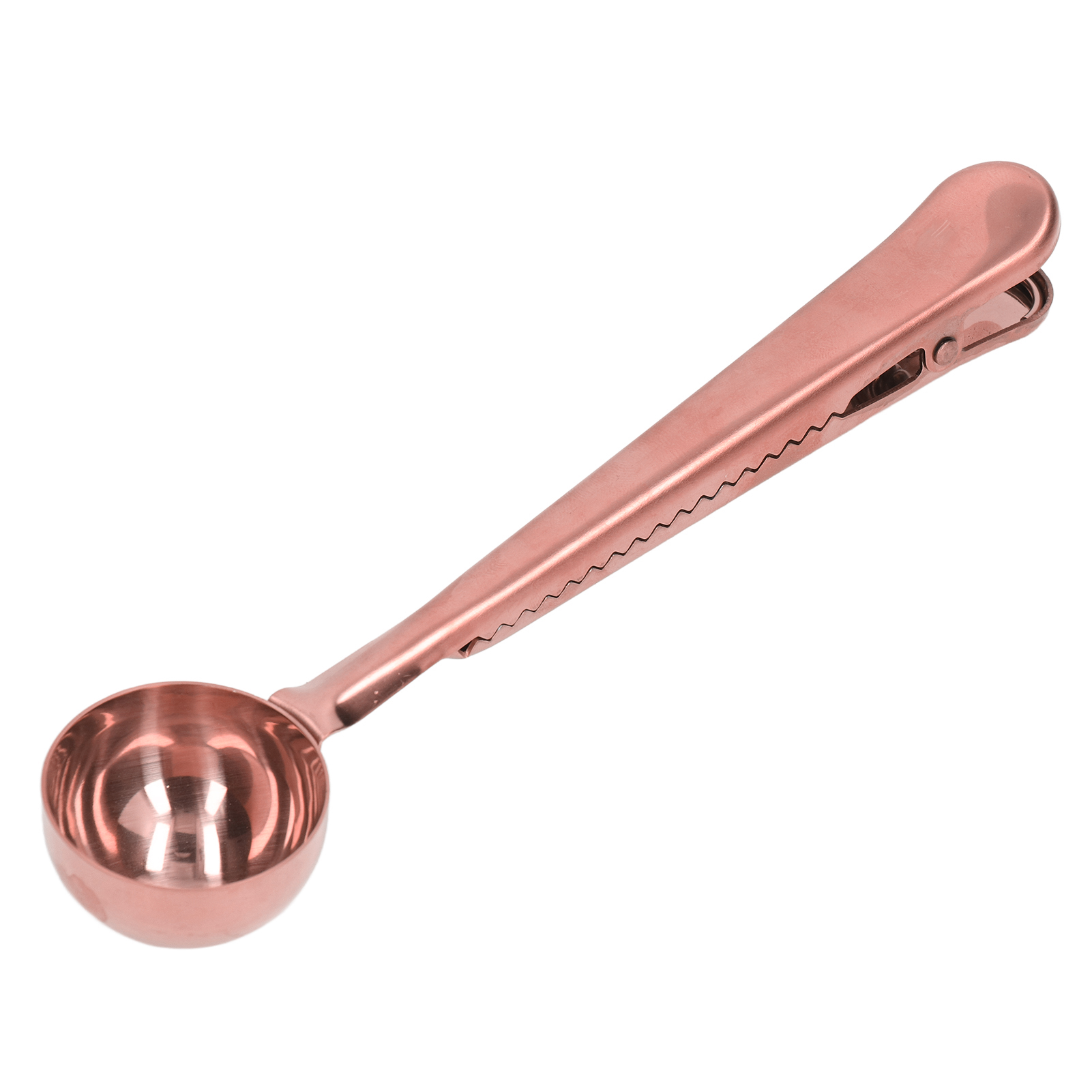 2-in-1 Kaffeelöffel Mit Verschlussclip, Edelstahl, Auslaufsicheres Design, Praktisches Kaffeeverkostungswerkzeug, Roségold