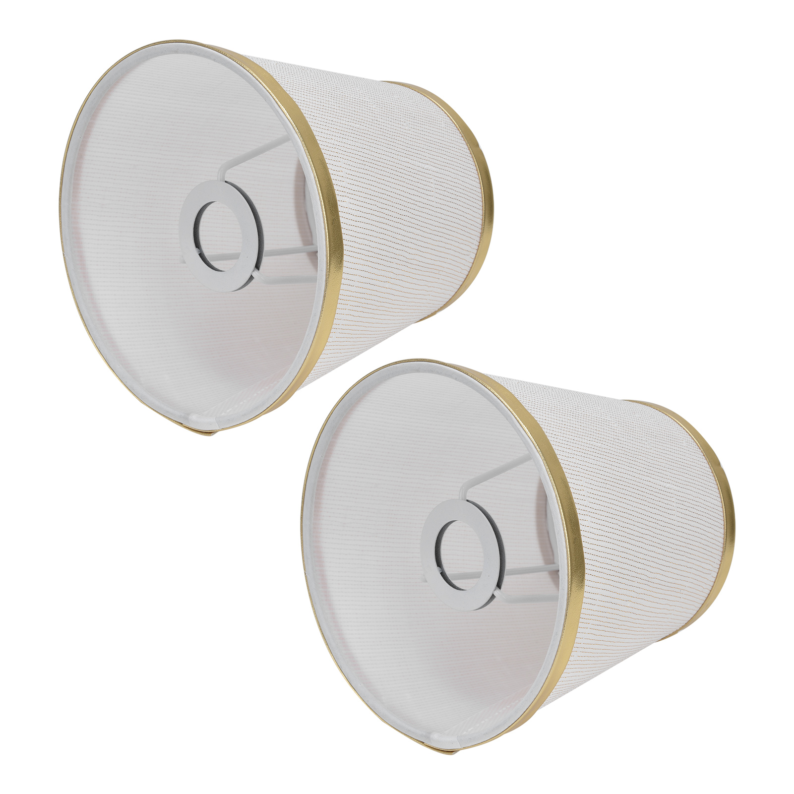 Europäische Stofflampenschirme Für E14-wandleuchten, Beige Und Weiß Mit Goldrand