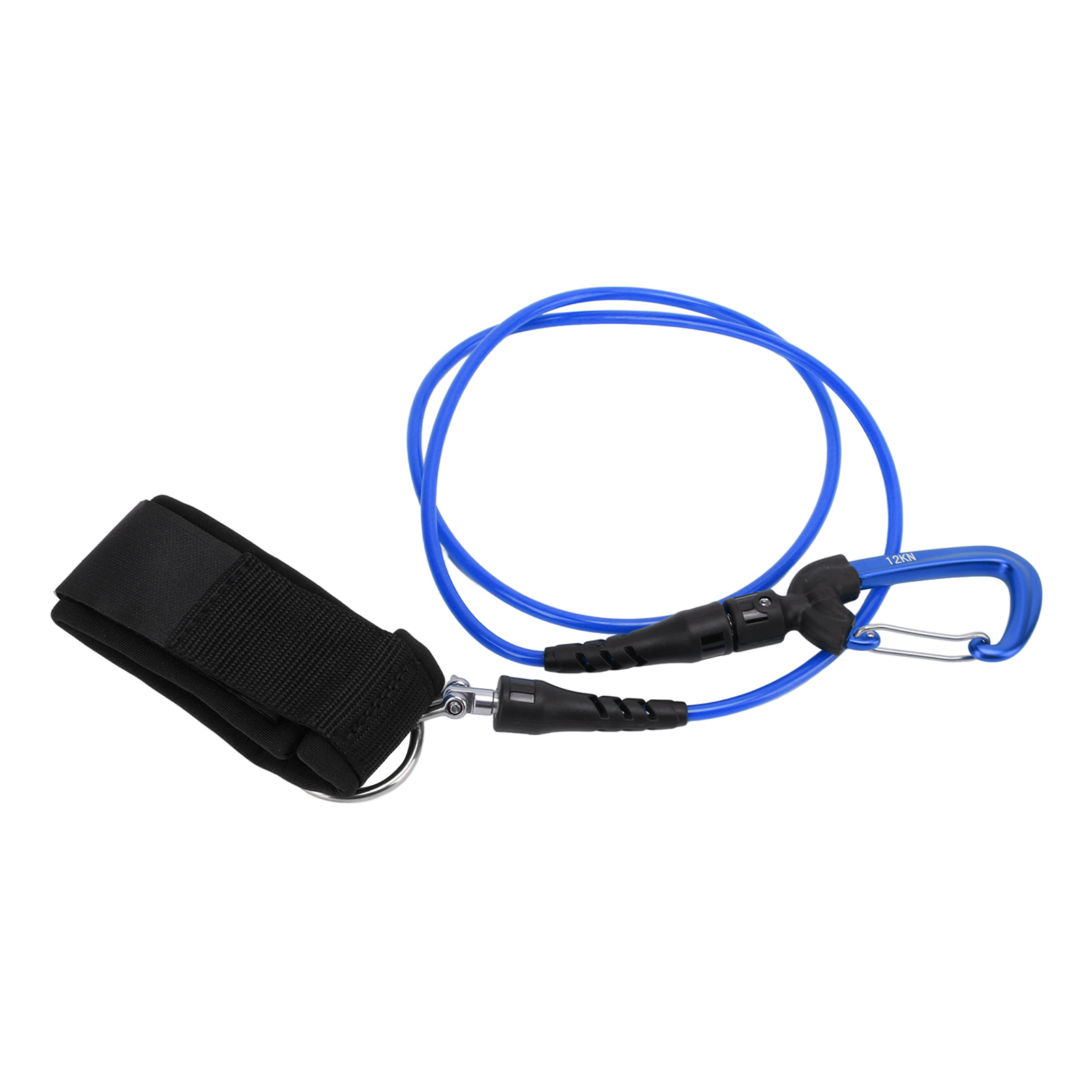 Sicherheitsseil Zum Freitauchen Mit Handgelenkschlaufe Und Karabiner, Blaues Fangseil Für Unterwassersportarten