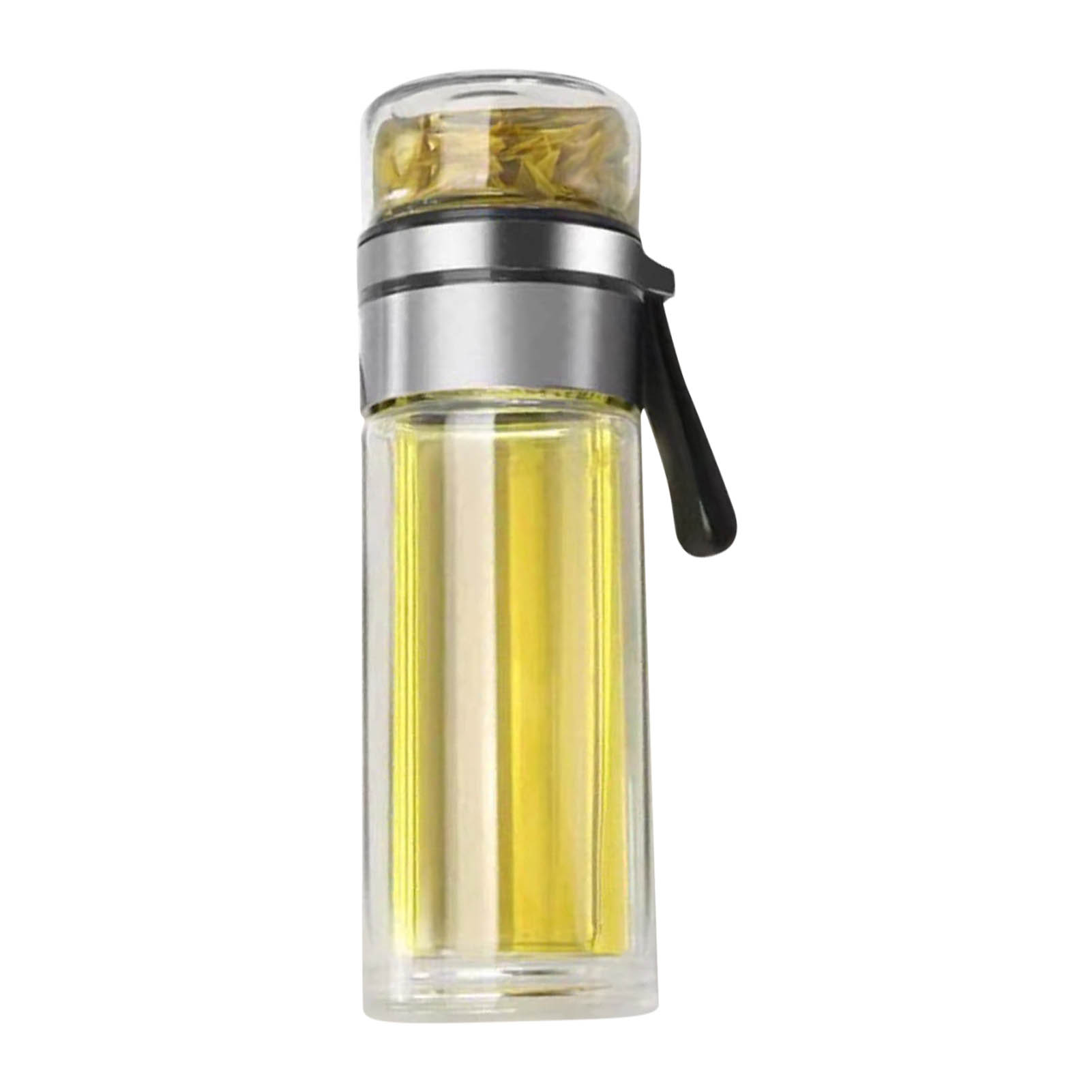 Tragbare Teeflasche Aus Klarglas, Mit Wasser-tee-trenner, Stahlfarben