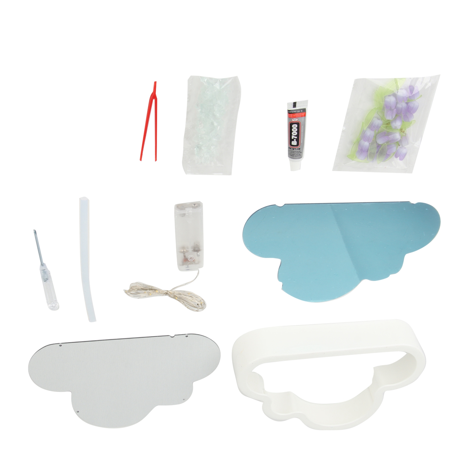 Diy Tulpen-wolken-lichter-spiegelblumen-miniatur-tischlampe, Schlafzimmerdekoration, Lila