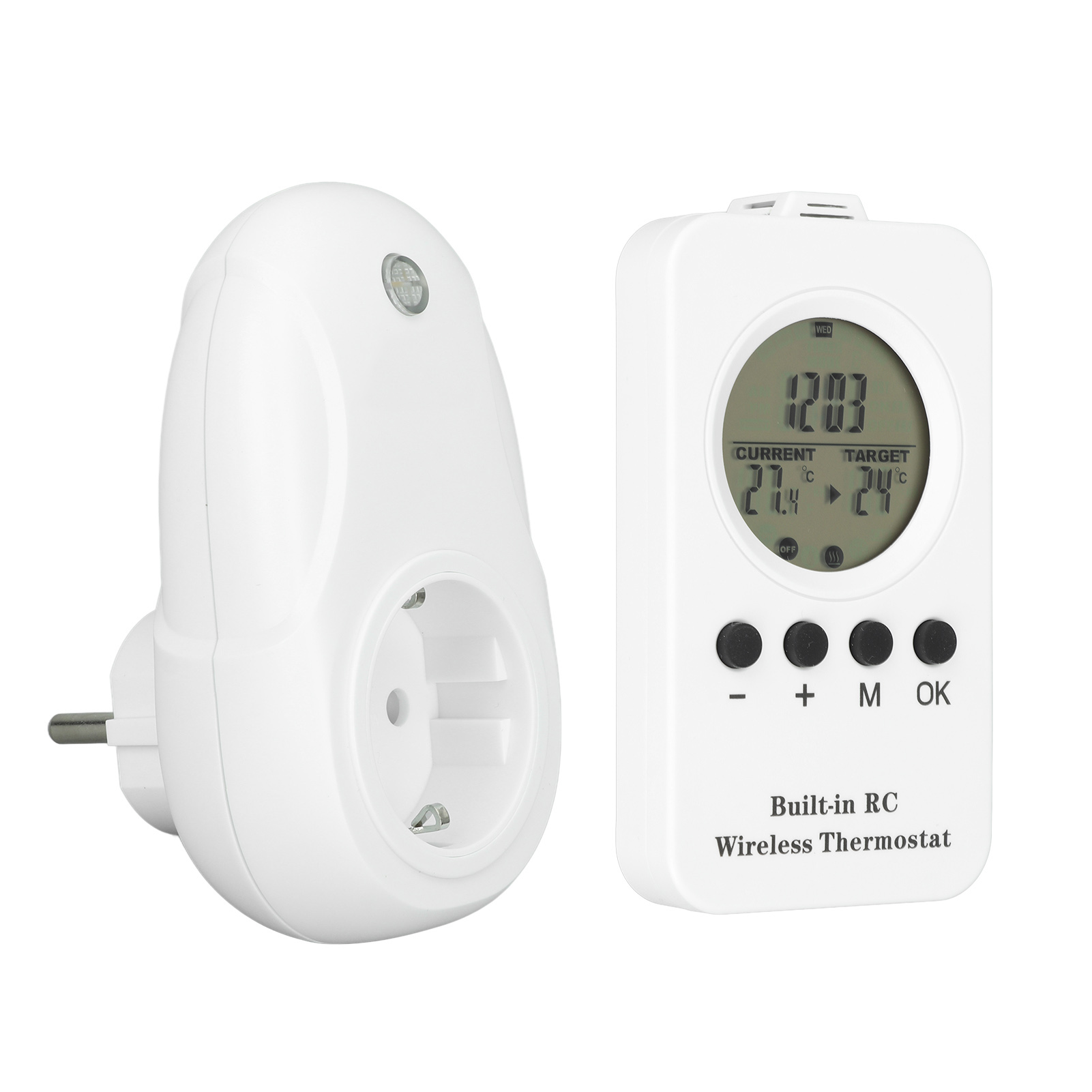 Programmierbarer Funkthermostat, Lcd-display, Digitale Fernbedienung, Temperaturregler Mit Fühler, 220-v-eu-stecker