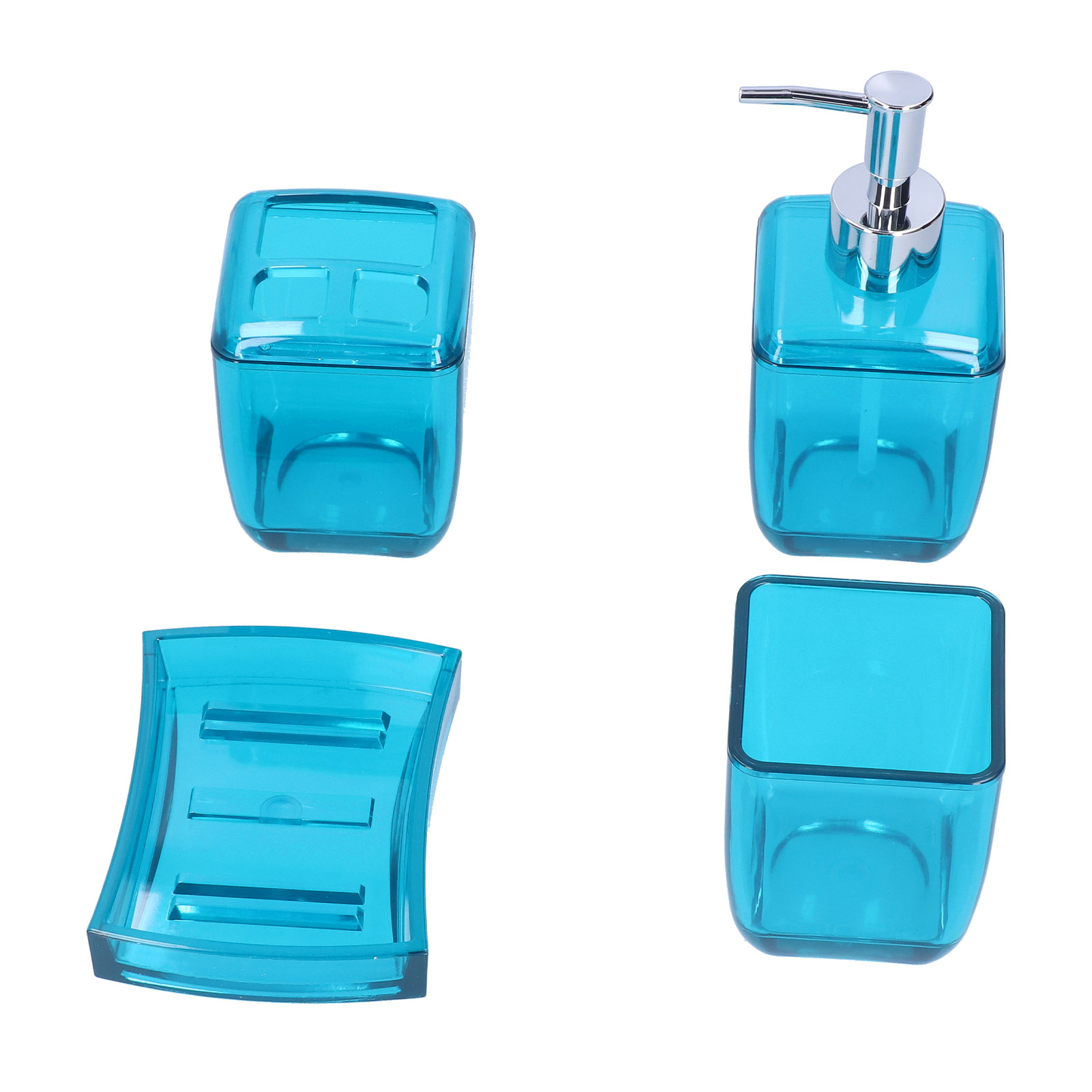 4-teiliges Badezimmer-accessoire-set: Seifenspender, Zahnbürstenhalter, Becher Und Seifenschale
