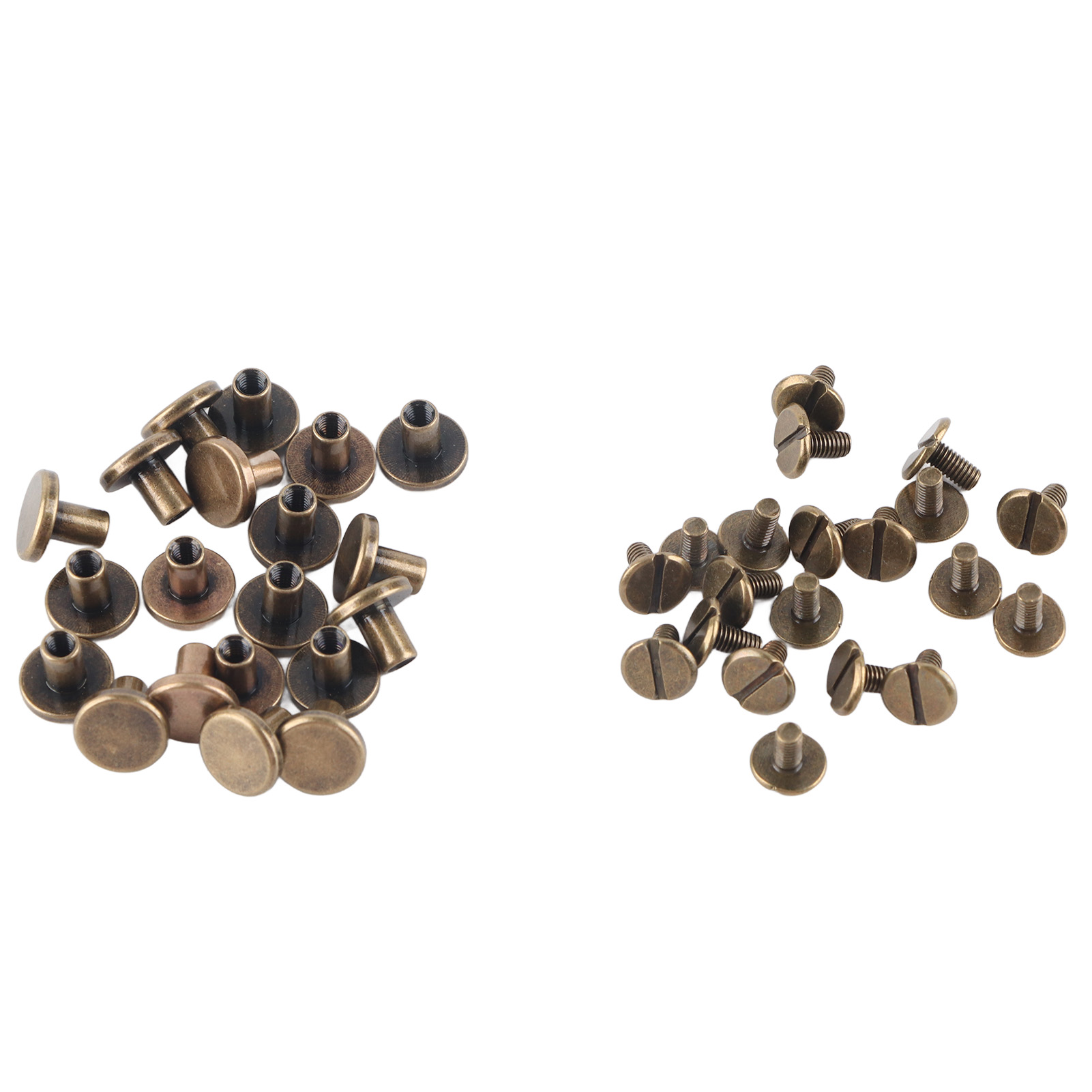 Packung Mit 20 Flachkopfschrauben, Muttern, Nägeln Und Nieten Aus Messing Und Kupfer Für Lederaccessoires (8 Mm)
