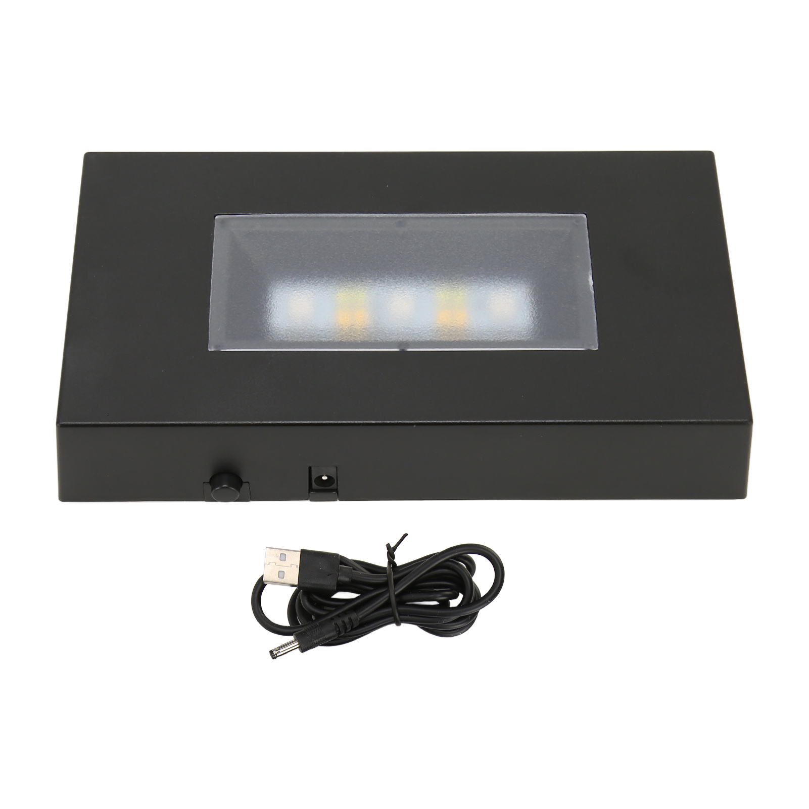 Usb-led-lichtfuß Mit Mehrfarbigem Rechteckigem Sockel Für Glasboxen, Schwarzer Abs-lichtständer Mit Mehreren Modi