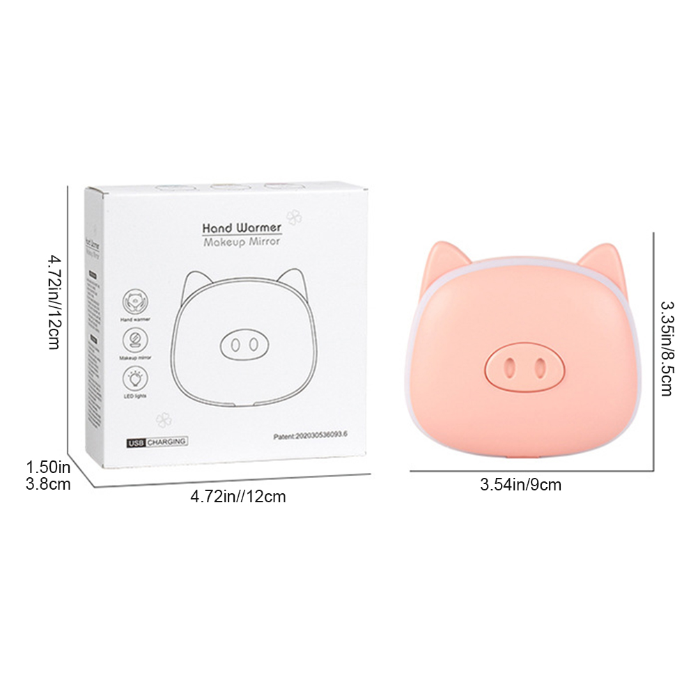 Wiederaufladbarer Handwärmer (1000 Mah) Mit Macaron-motiv, Tiermotiven, Usb-anschluss, Integriertem Schminkspiegel Und Led-beleuchtung – Das Perfekte Wintergeschenk