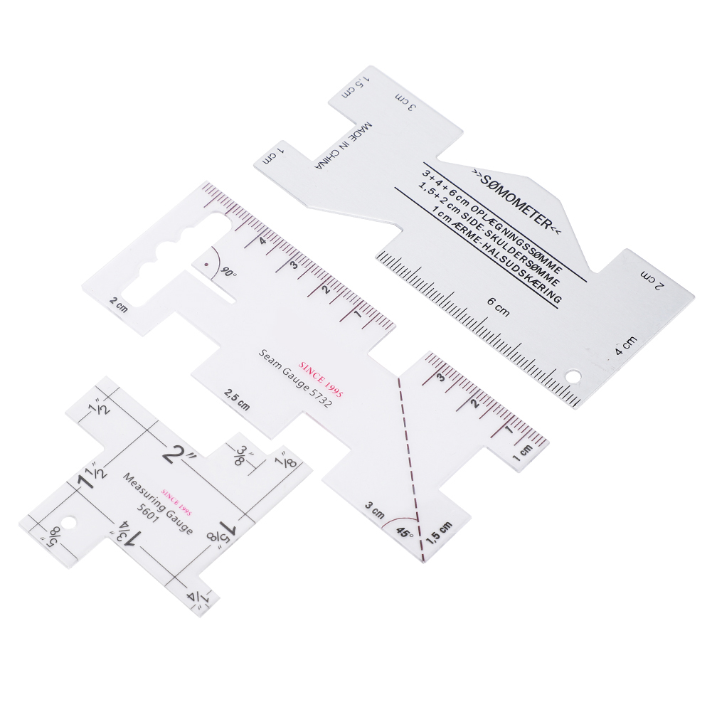 Set Mit 3 Nählinealen, Messschablonen Und Markierungswerkzeugen Für Patchwork Und Schneiderei