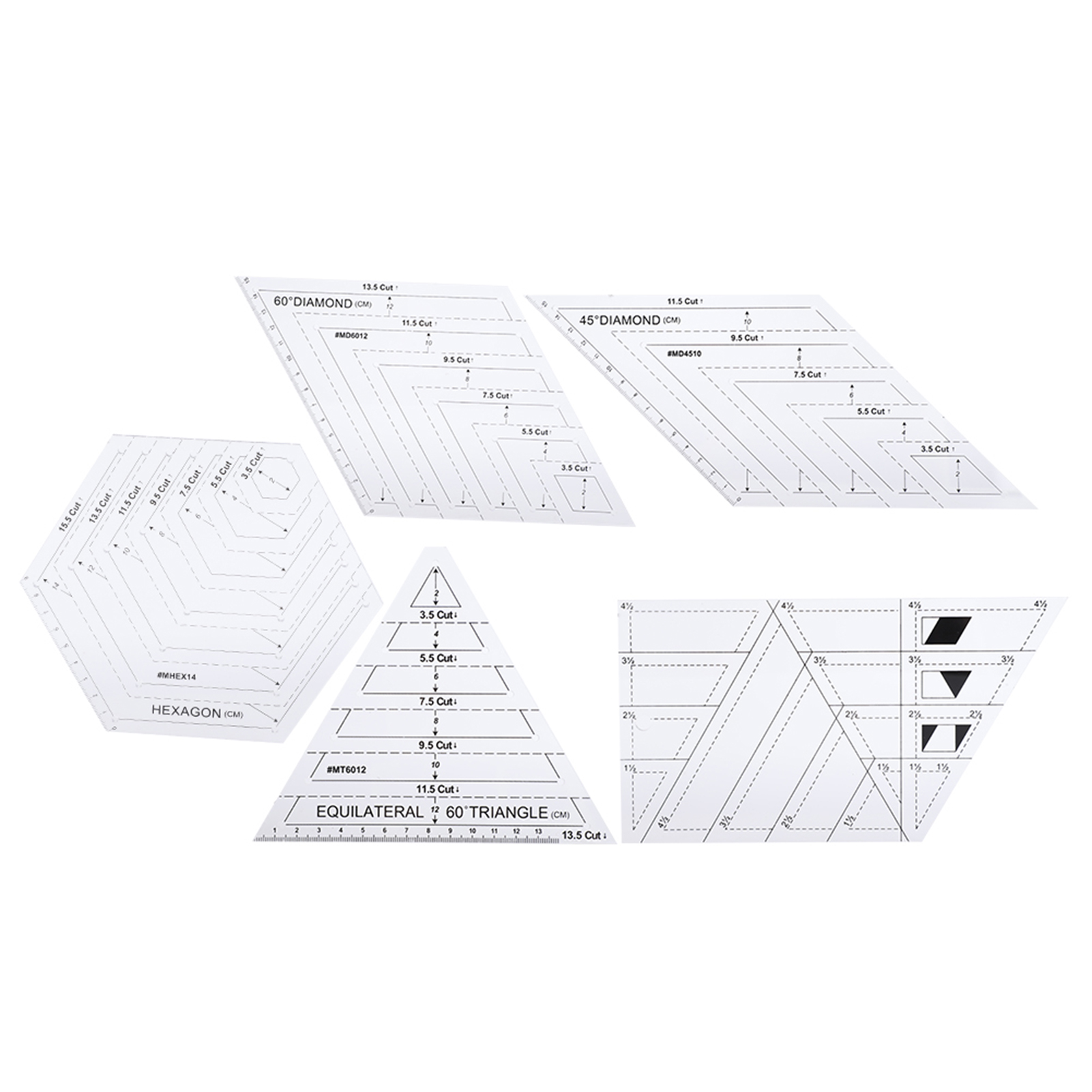 Set Mit 5 Patchwork-linealen, Transparenten Quiltvorlagen, Schneide-, Näh-, Bastel- Und Diy-werkzeugen