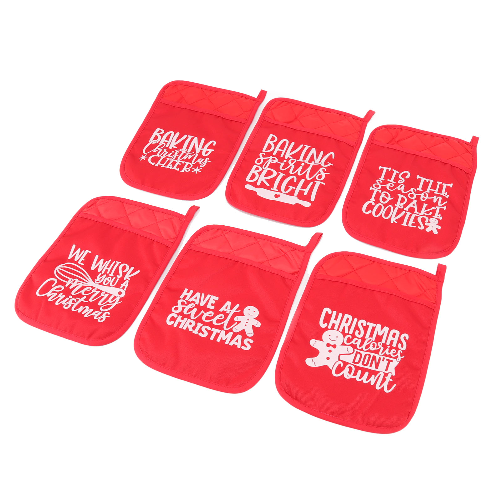 6-teiliges Weihnachtsset Mit Topfgriffen Mit Tasche, Hitzebeständigen Topflappen, Ofenhandschuhen Und Kekstüte, Weihnachtsbackset