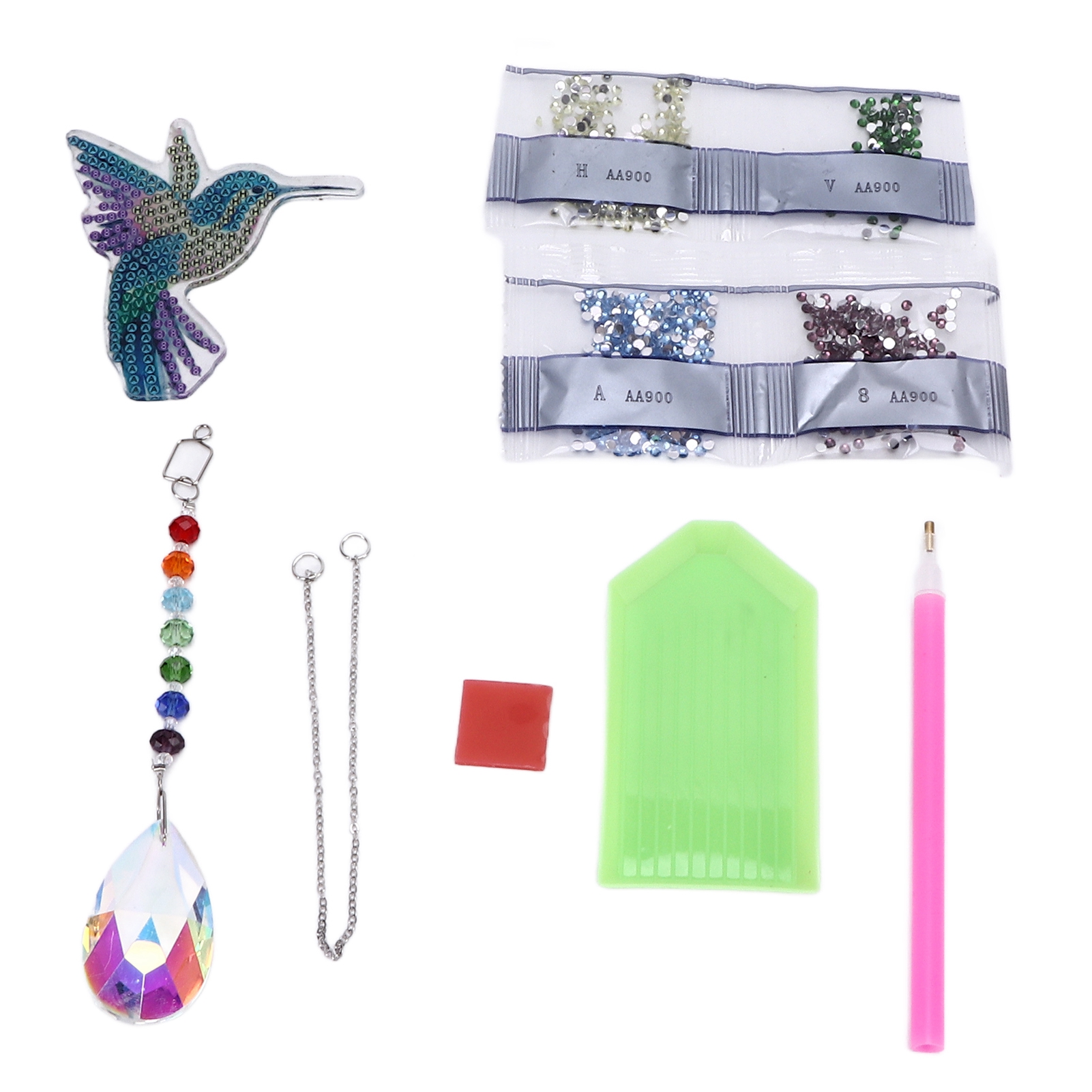Diy-windspiel-set – Vogelförmiges Kunstharz Mit Glitzer – Natürlicher Umweltschutz – Hochviskose Farbe – Strasssteine