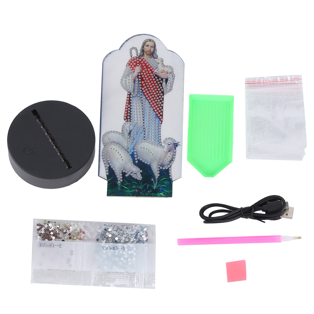 Diy-diamantmalerei-set, 7 Farben, Led-nachtlicht, Diamantstickerei, Heimdekoration Dp09