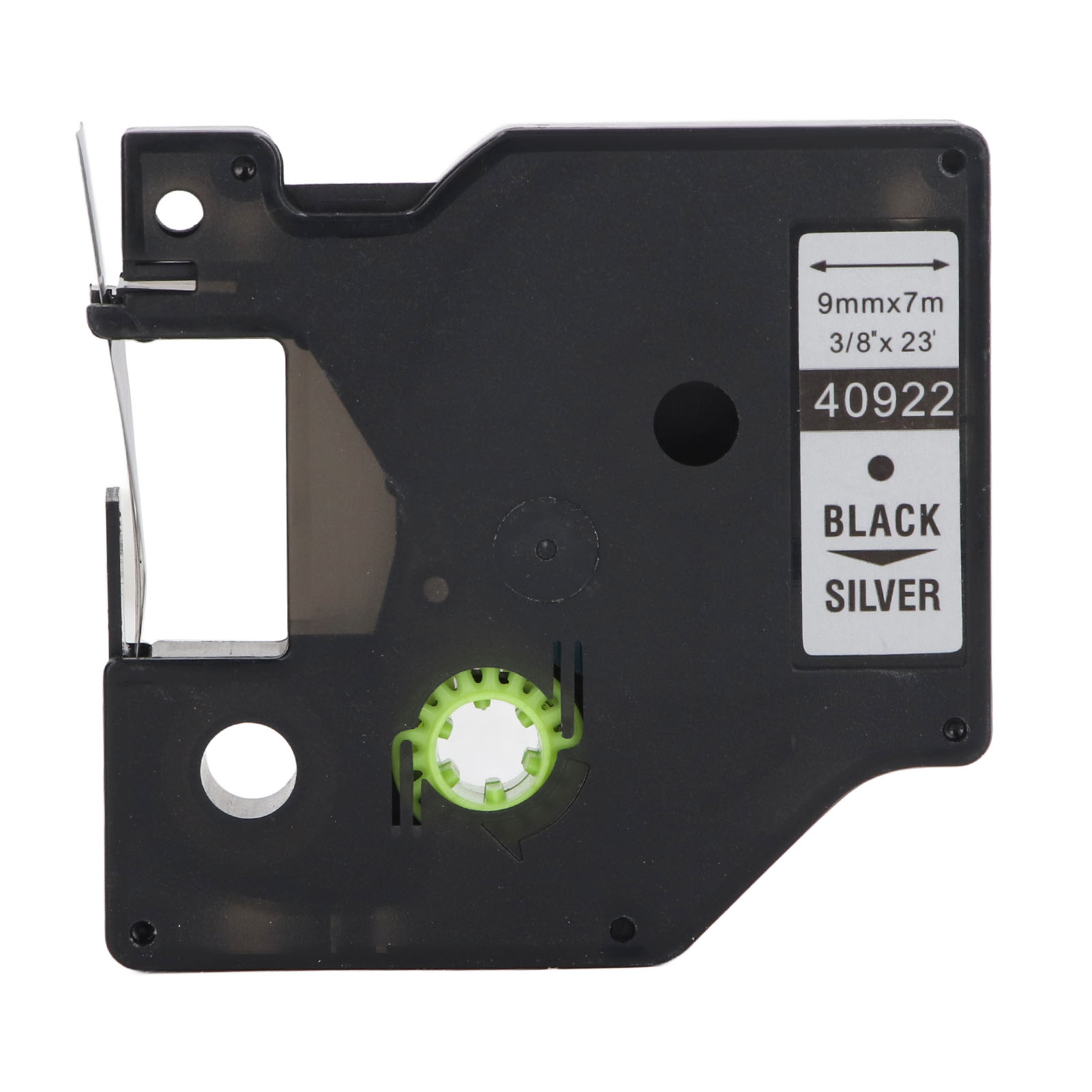 9-mm-etikettenband, Kompatibel Mit Dymo 160, 210d, Pnp, Pl200 Und Lm280, Schwarz Auf Silber Laminiert, Ersatzrolle