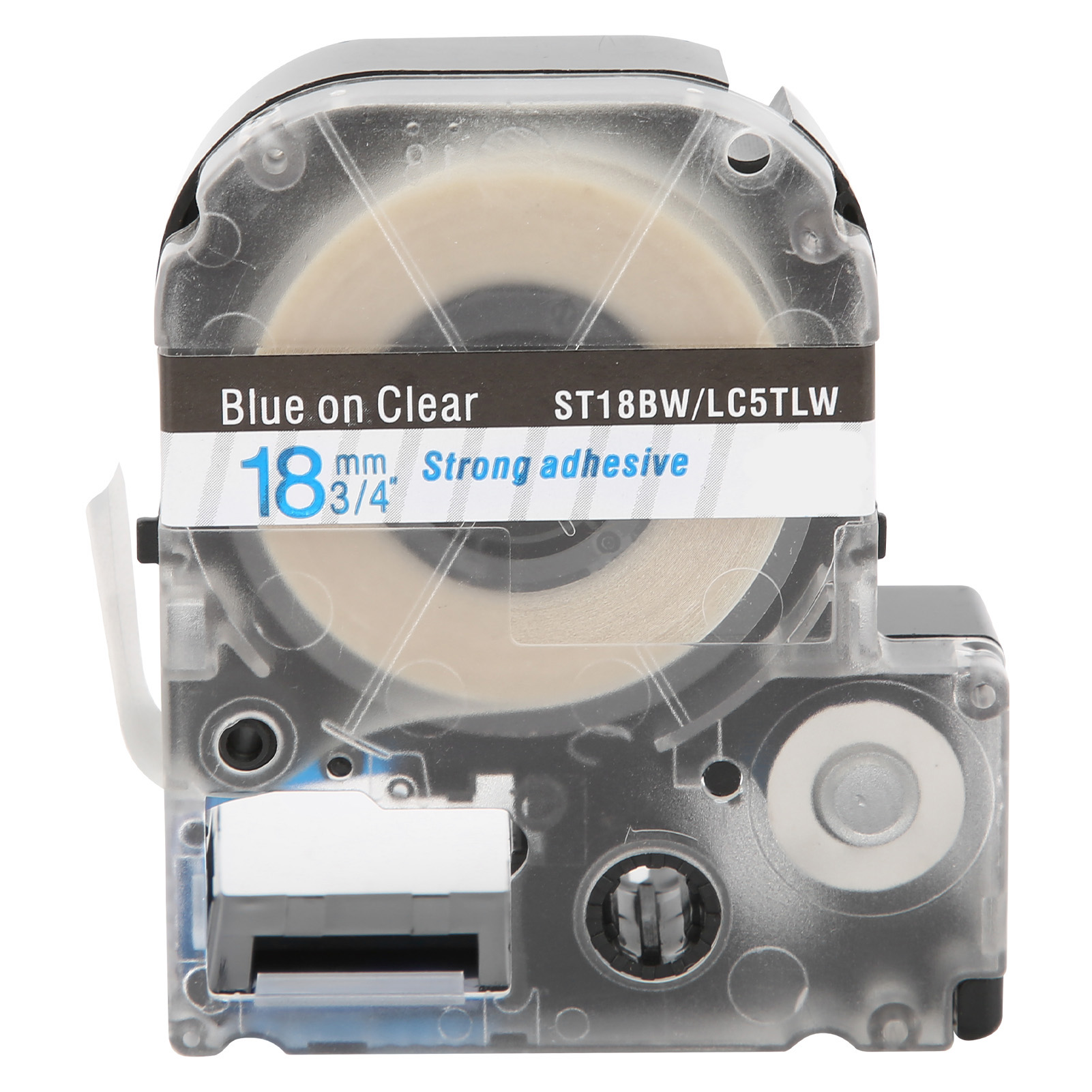 18 Mm Breites, Wasserfestes Pet-etikettenband Für Epson-drucker/kingjim-maschinen, Transparenter Hintergrund Mit Blauer Schrift