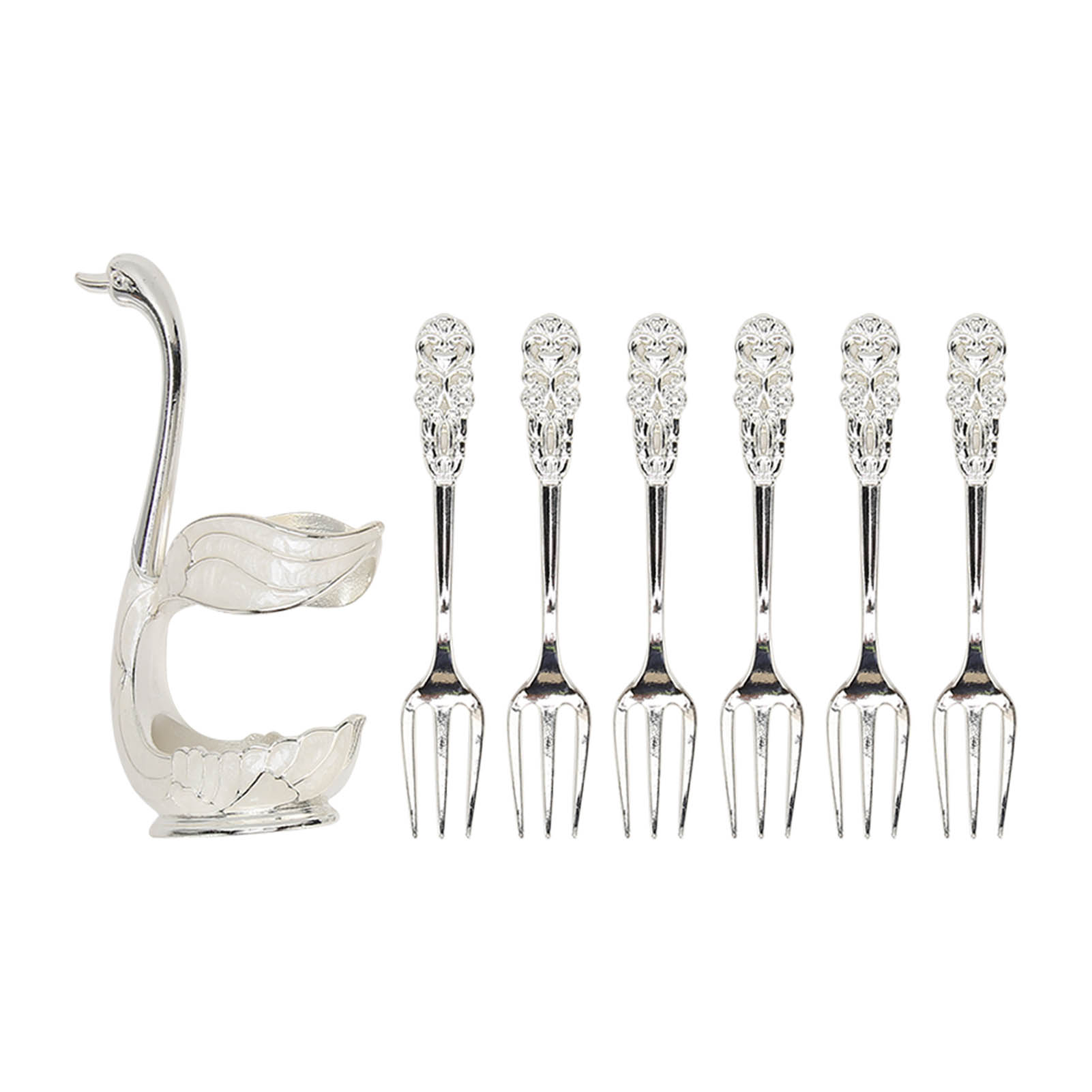 Elegantes Besteckset „schwanenhalter“ Mit 6 Gabeln, Innovatives Design, Schwanenförmiger Sockel Für Mahlzeiten Und Dinner, Ein Hauch Von Modernem Luxus