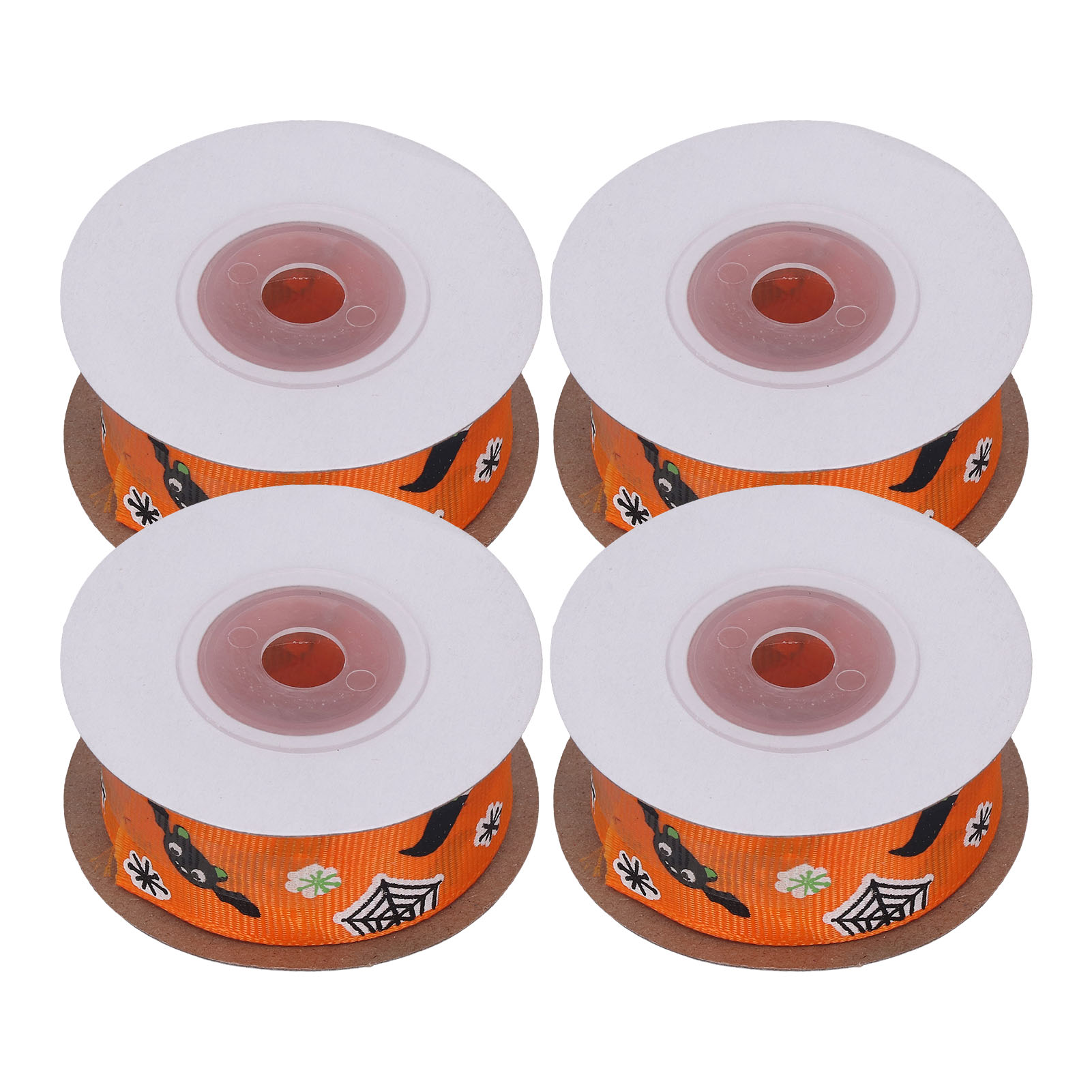 4-teiliges Halloween-band, 10 Yards (ca. 9,1 M), 1 Zoll (ca. 2,5 Cm) Breit, Fledermaus-motiv, Ideal Zum Verpacken Von Geschenken Und Für Partydekorationen
