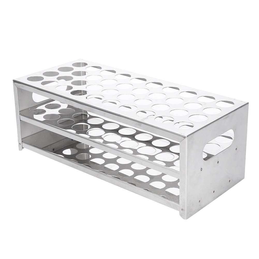 Reagenzglashalter Für 40 Löcher, Doppelwandiger Reagenzglashalter Aus Edelstahl 304, Perforierte Platte, Stabile Halterung