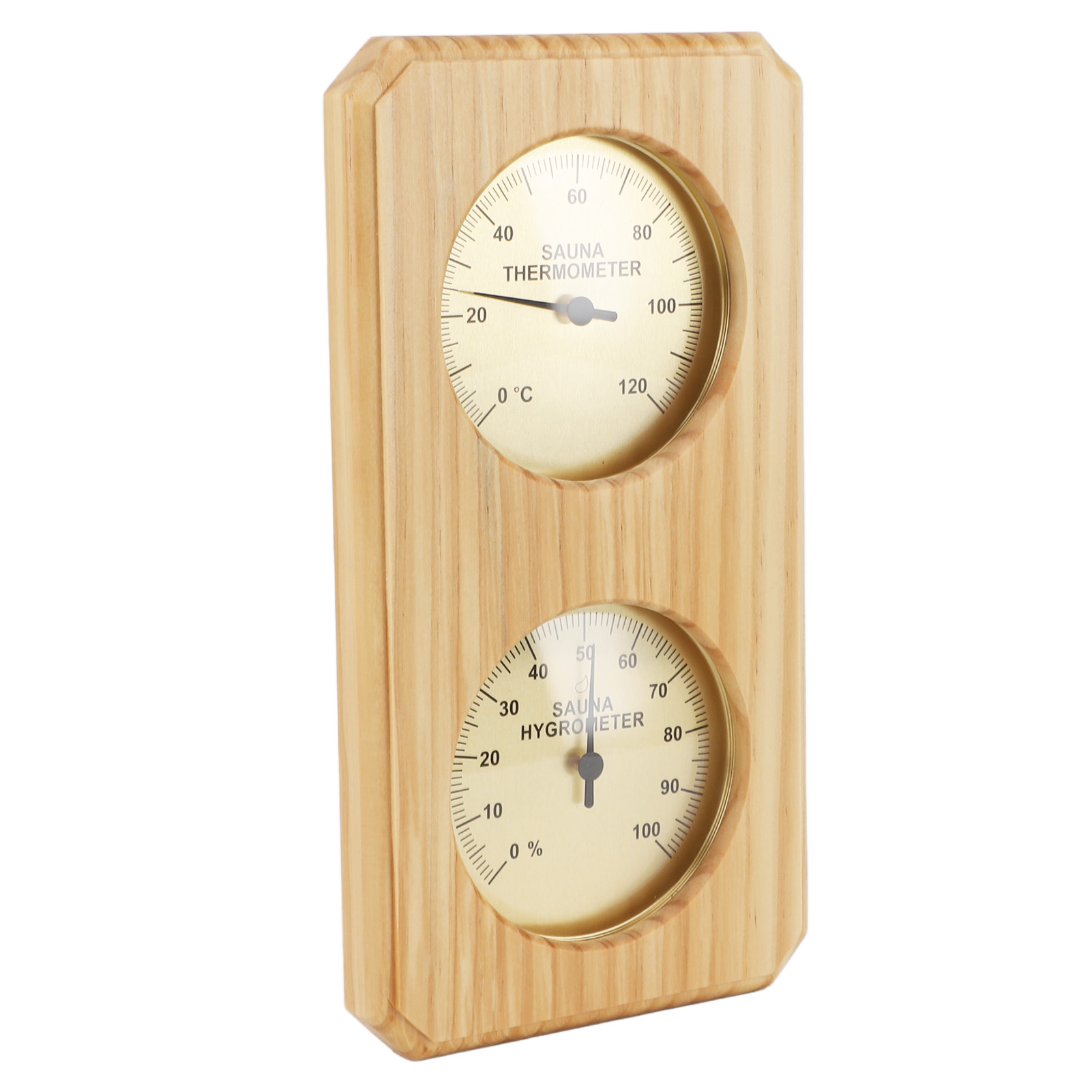 Sauna-hygrothermometer Mit Holzsonde, Goldrahmen, 0–120 °c, 0–100 % Luftfeuchtigkeit, Saunathermometer Für Den Innenbereich