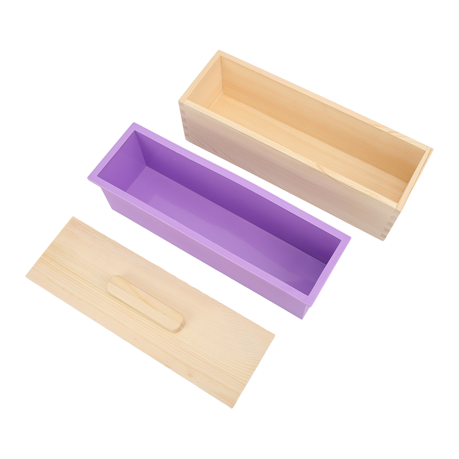 Flexible, Violette Silikon-seifenform, Kastenform-set Mit Deckel Für Handgemachte Seife