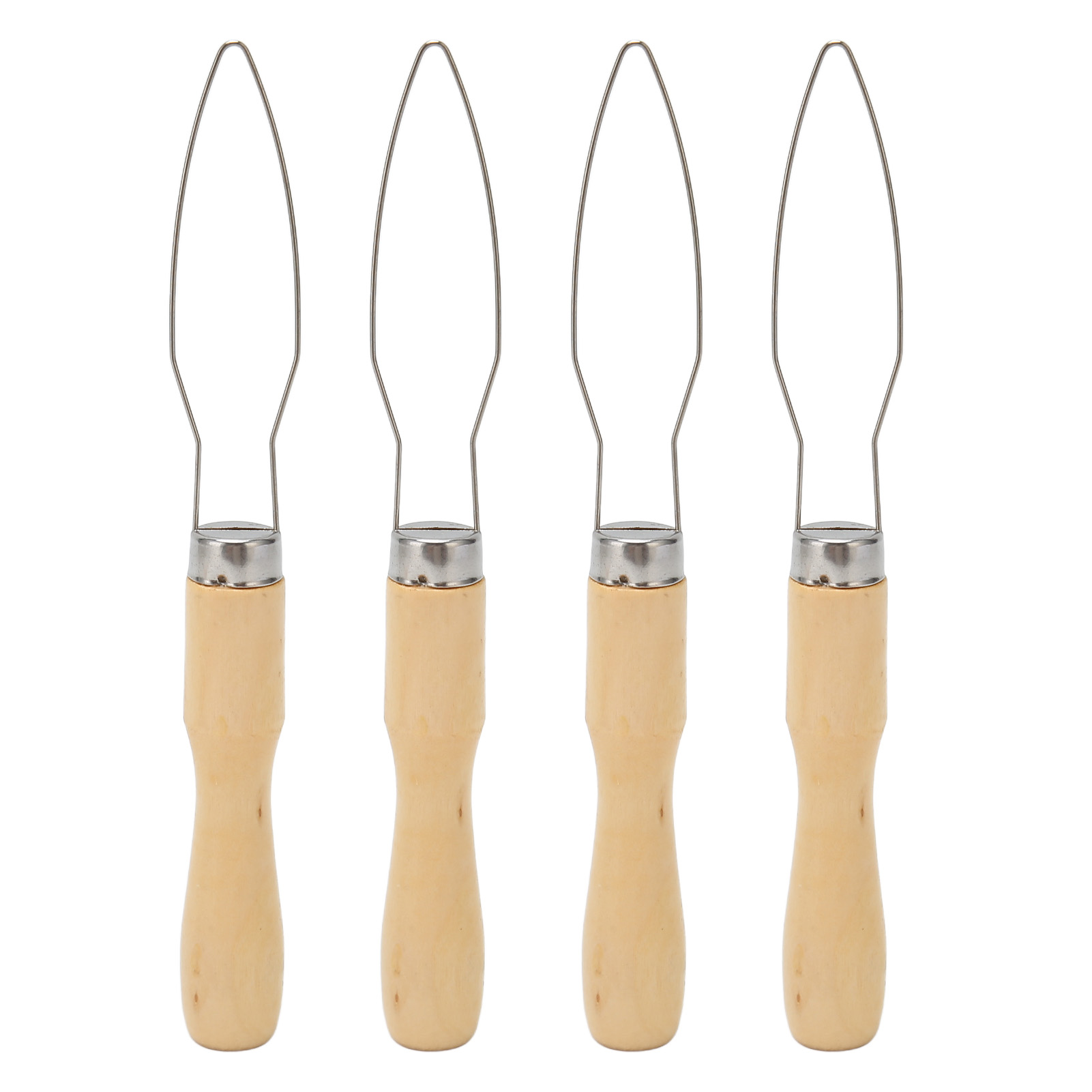 Set Mit 4 Knopfhaken Mit Holzgriffen Und Halbflexiblem Edelstahldraht, Anziehhilfe Für Senioren Und Arthritispatienten